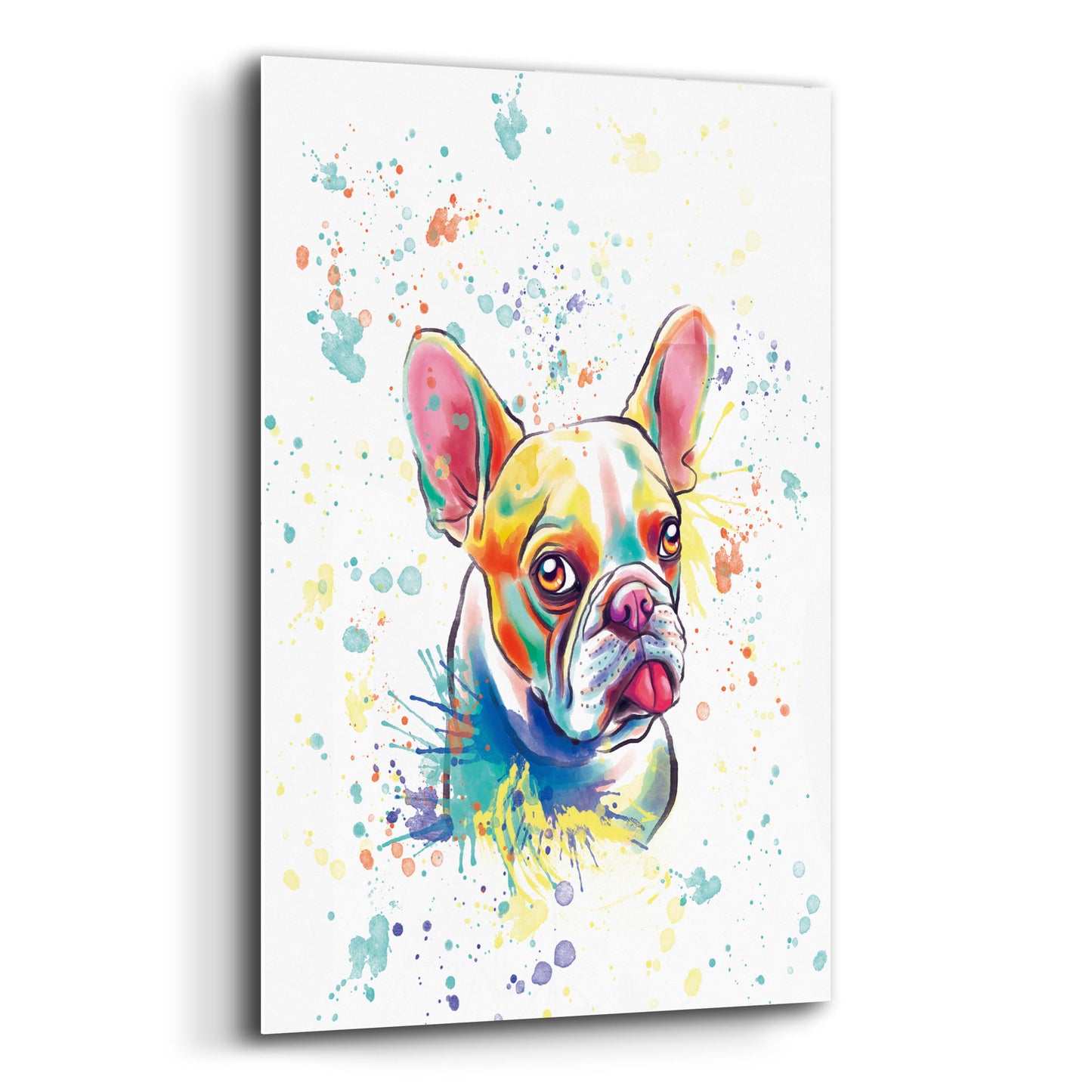 Epic Art 'Colorful Watercolor French Bulldog 2' by Furbaby Affiliates, Acrylic Glass Wall Art,12x16