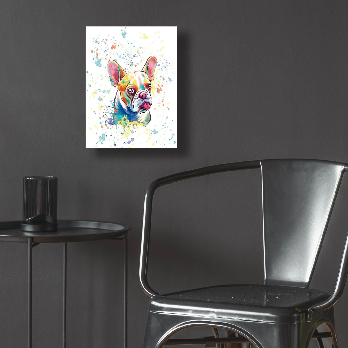 Epic Art 'Colorful Watercolor French Bulldog 2' by Furbaby Affiliates, Acrylic Glass Wall Art,12x16