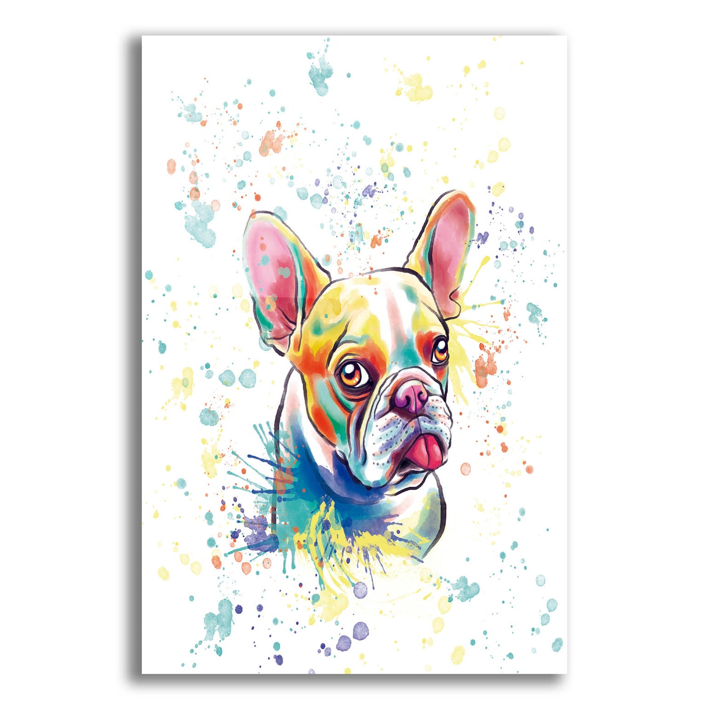 Epic Art 'Colorful Watercolor French Bulldog 2' by Furbaby Affiliates, Acrylic Glass Wall Art,12x16