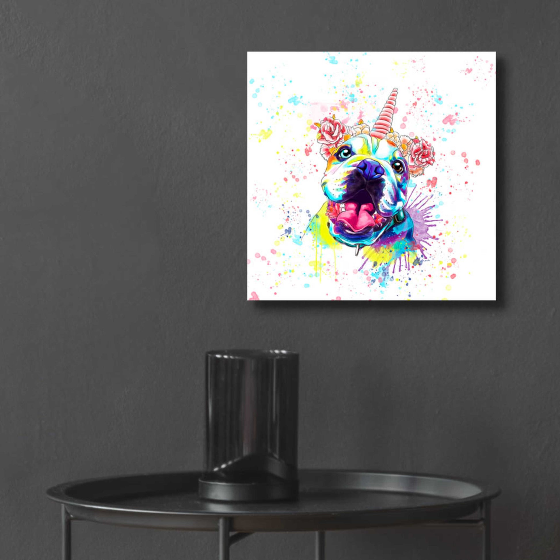 Epic Art 'Colorful Watercolor English Bulldog 2' by Furbaby Affiliates, Acrylic Glass Wall Art,12x12