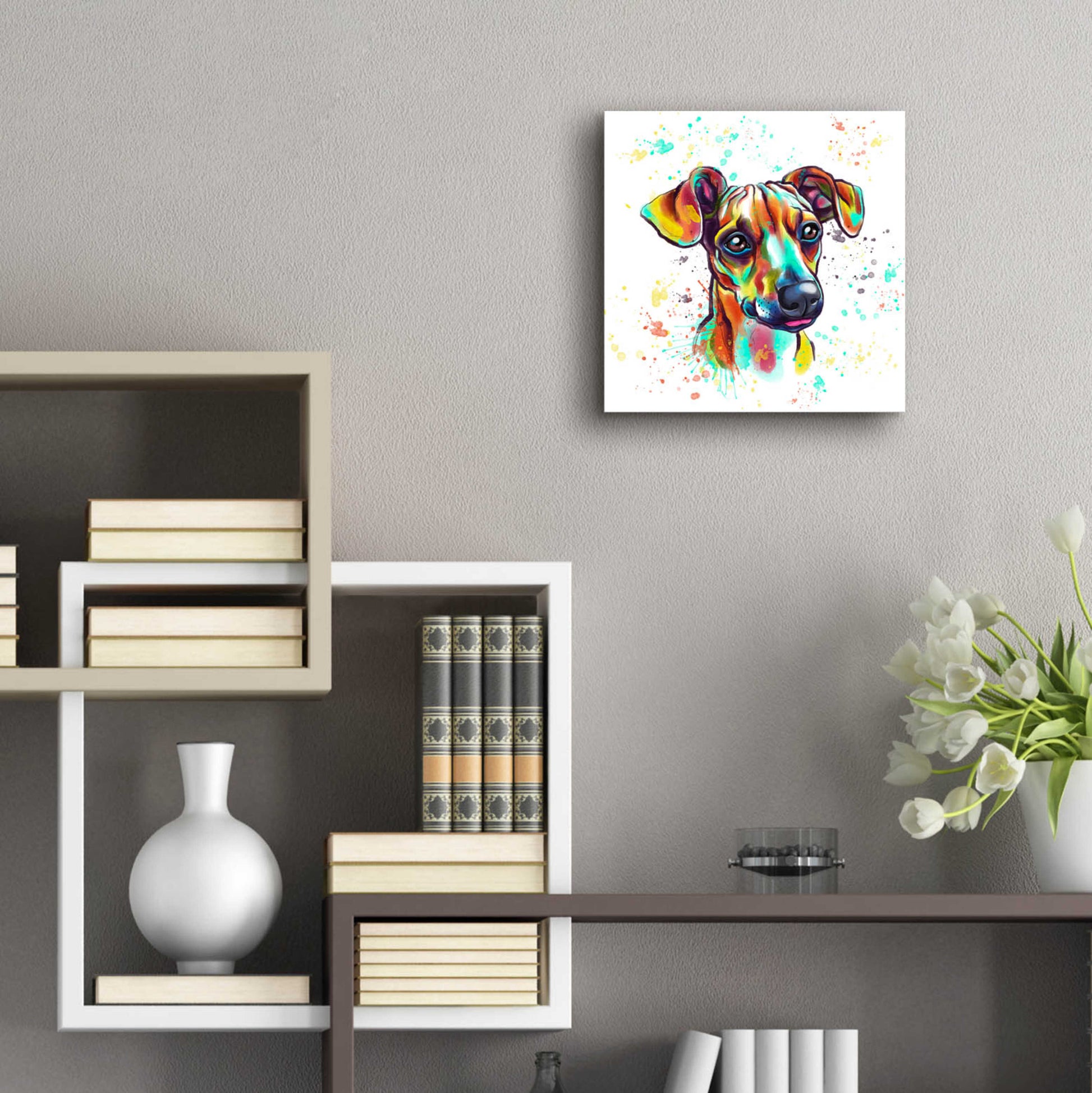 Epic Art 'Colorful Watercolor Dachshund' by Furbaby Affiliates, Acrylic Glass Wall Art,12x12