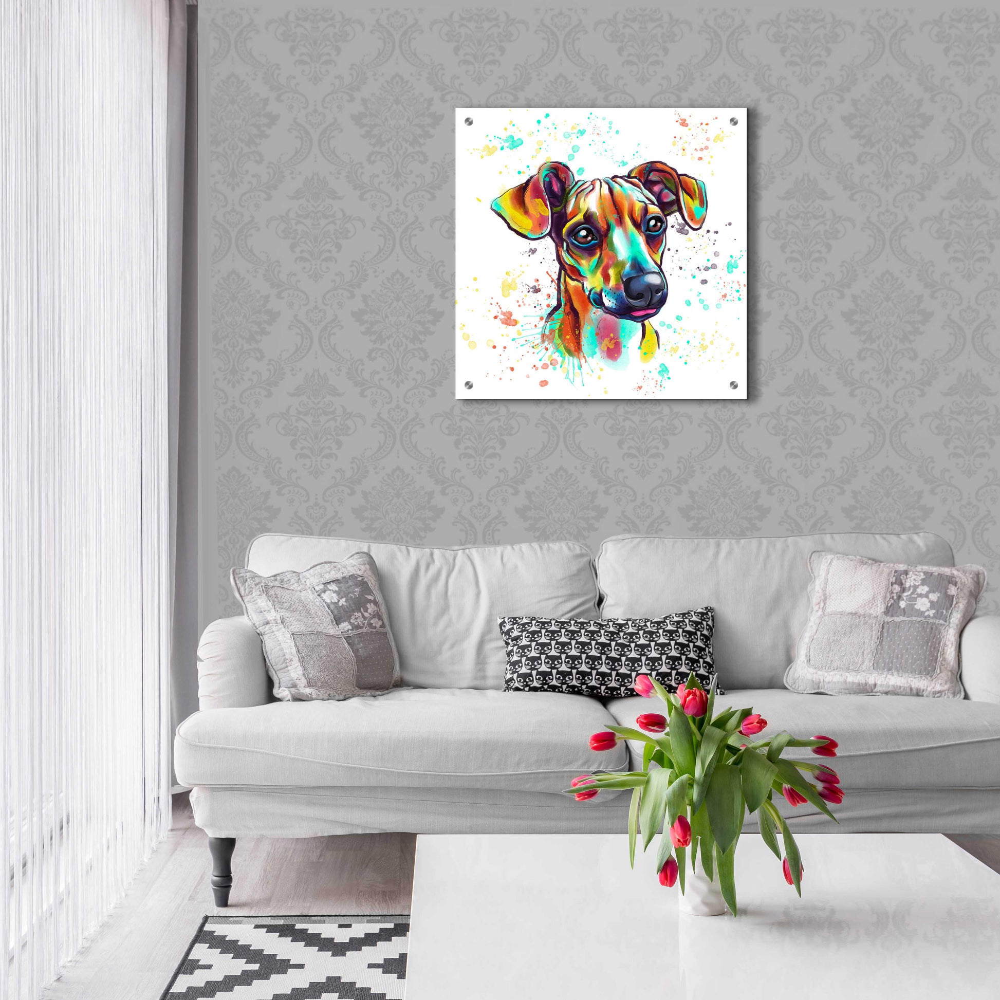 Epic Art 'Colorful Watercolor Dachshund' by Furbaby Affiliates, Acrylic Glass Wall Art,24x24