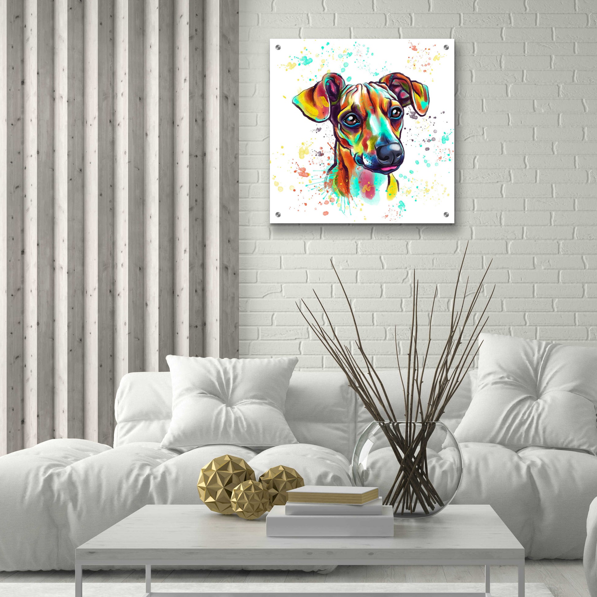 Epic Art 'Colorful Watercolor Dachshund' by Furbaby Affiliates, Acrylic Glass Wall Art,24x24