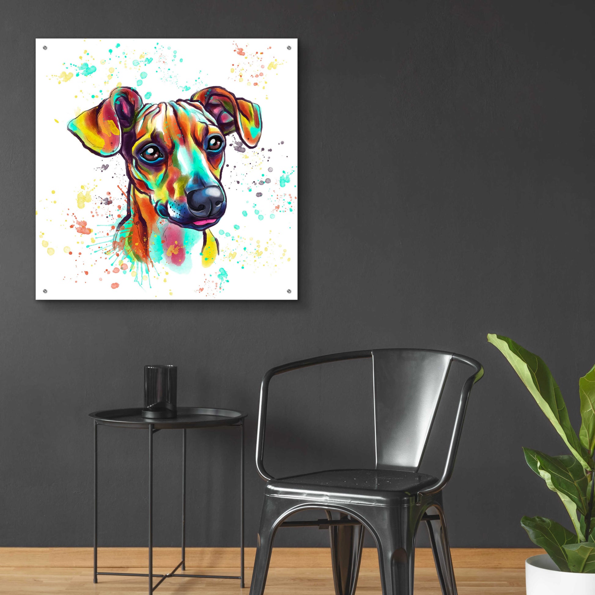 Epic Art 'Colorful Watercolor Dachshund' by Furbaby Affiliates, Acrylic Glass Wall Art,36x36