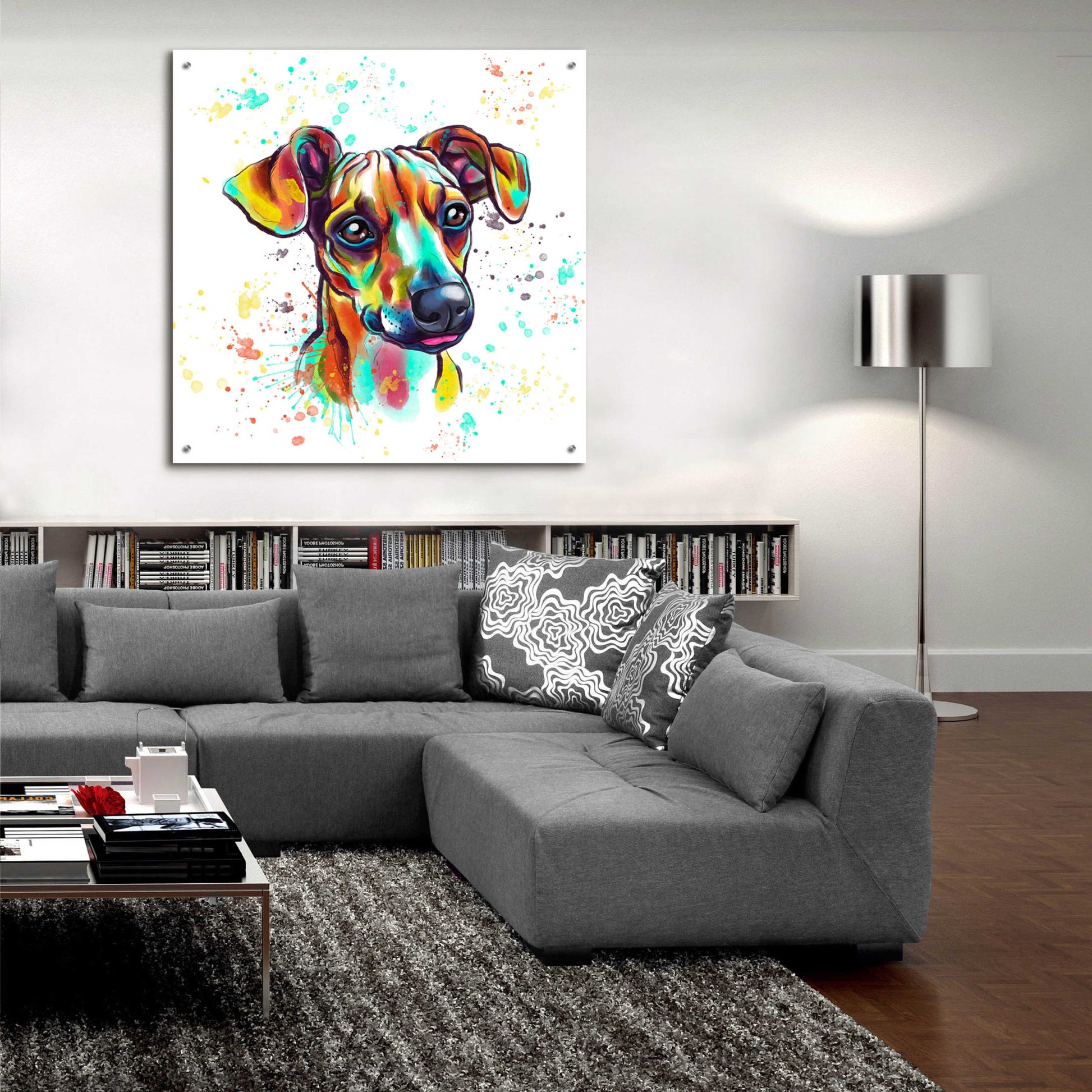 Epic Art 'Colorful Watercolor Dachshund' by Furbaby Affiliates, Acrylic Glass Wall Art,36x36