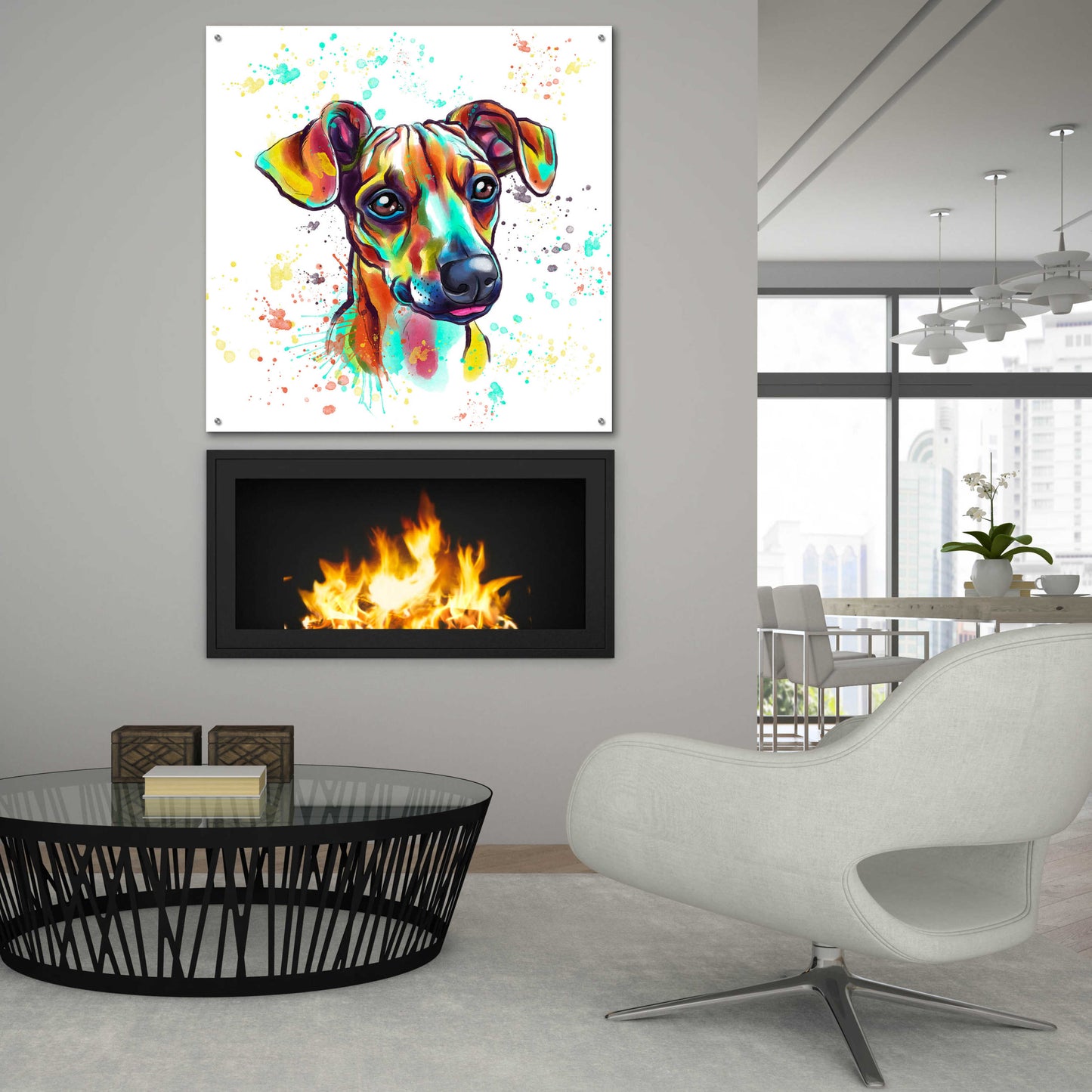 Epic Art 'Colorful Watercolor Dachshund' by Furbaby Affiliates, Acrylic Glass Wall Art,36x36