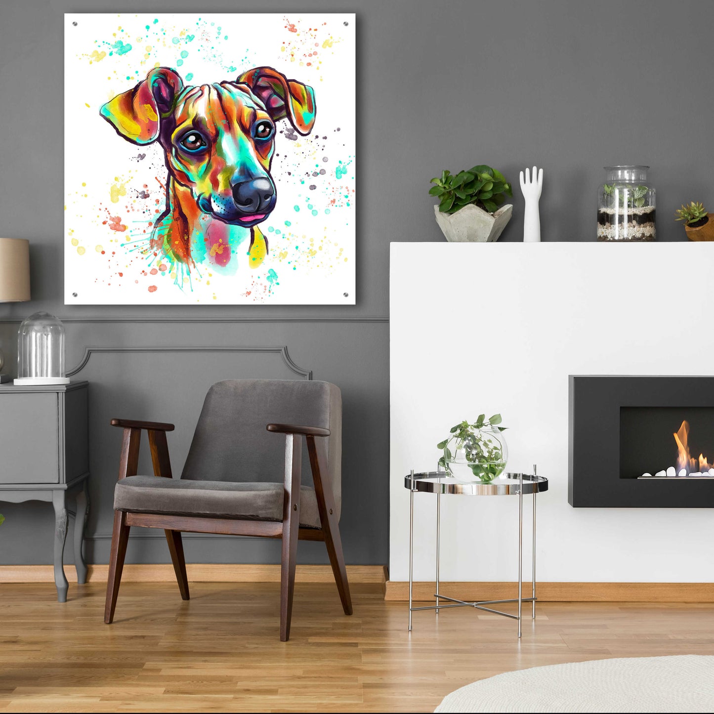 Epic Art 'Colorful Watercolor Dachshund' by Furbaby Affiliates, Acrylic Glass Wall Art,36x36