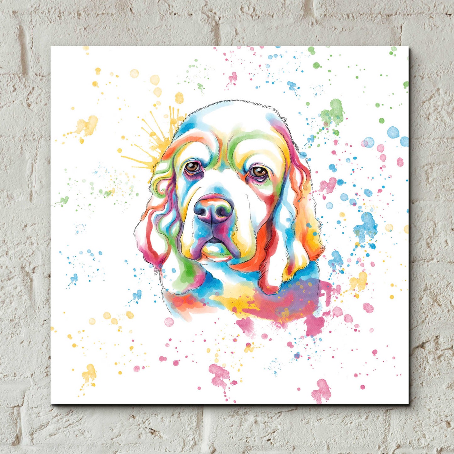 Epic Art 'Colorful Watercolor Cocker Spaniel' by Furbaby Affiliates, Acrylic Glass Wall Art,12x12