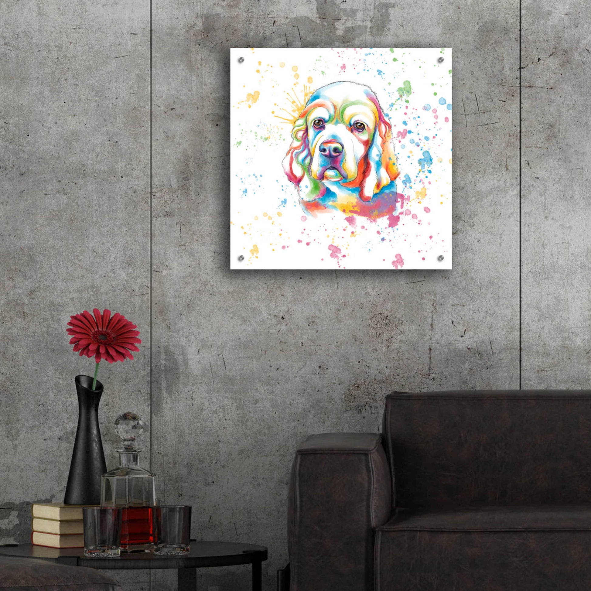 Epic Art 'Colorful Watercolor Cocker Spaniel' by Furbaby Affiliates, Acrylic Glass Wall Art,24x24