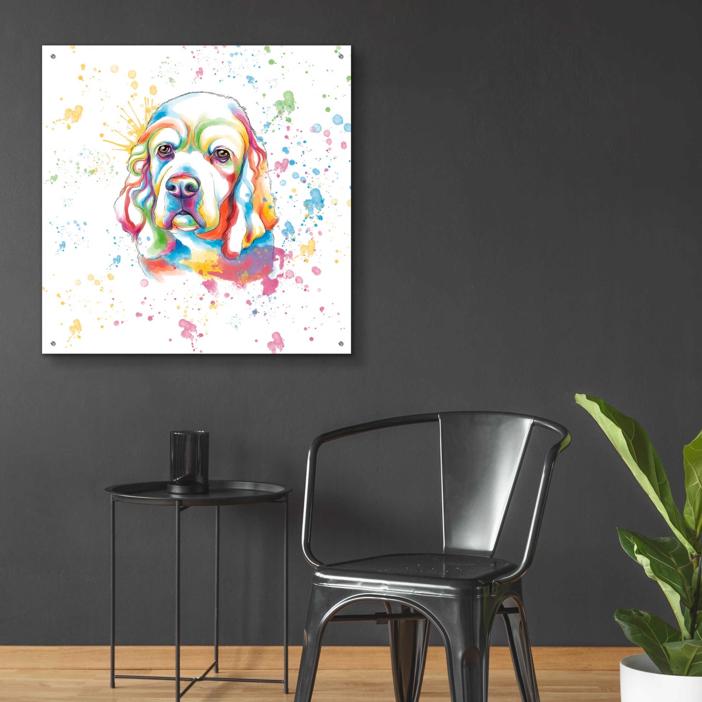 Epic Art 'Colorful Watercolor Cocker Spaniel' by Furbaby Affiliates, Acrylic Glass Wall Art,36x36