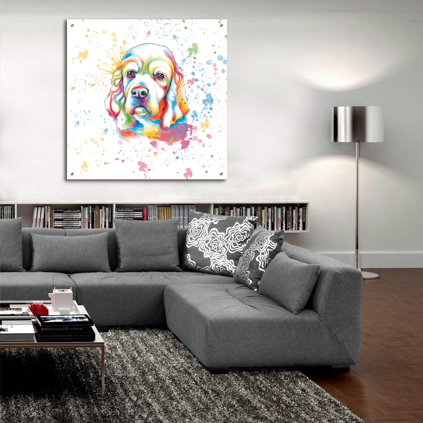 Epic Art 'Colorful Watercolor Cocker Spaniel' by Furbaby Affiliates, Acrylic Glass Wall Art,36x36