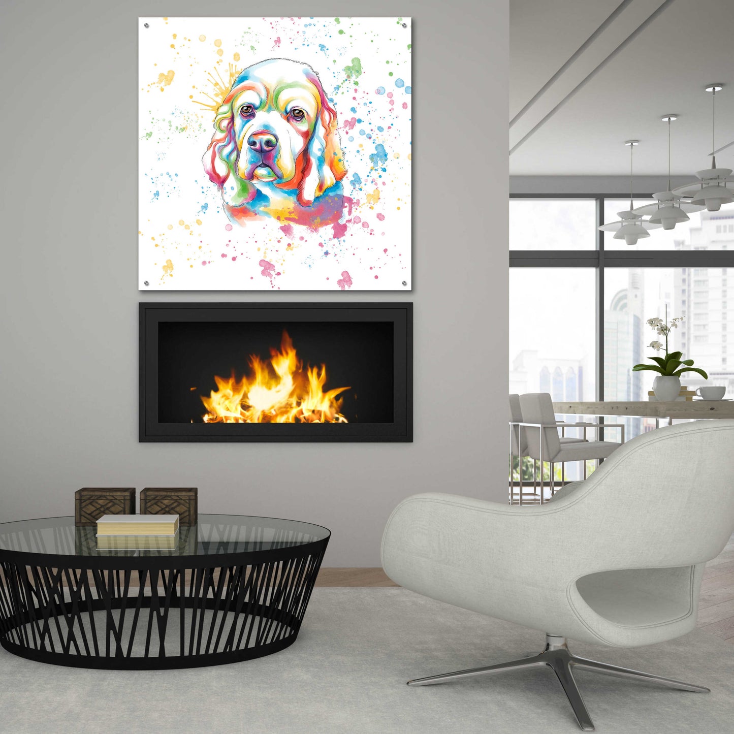 Epic Art 'Colorful Watercolor Cocker Spaniel' by Furbaby Affiliates, Acrylic Glass Wall Art,36x36