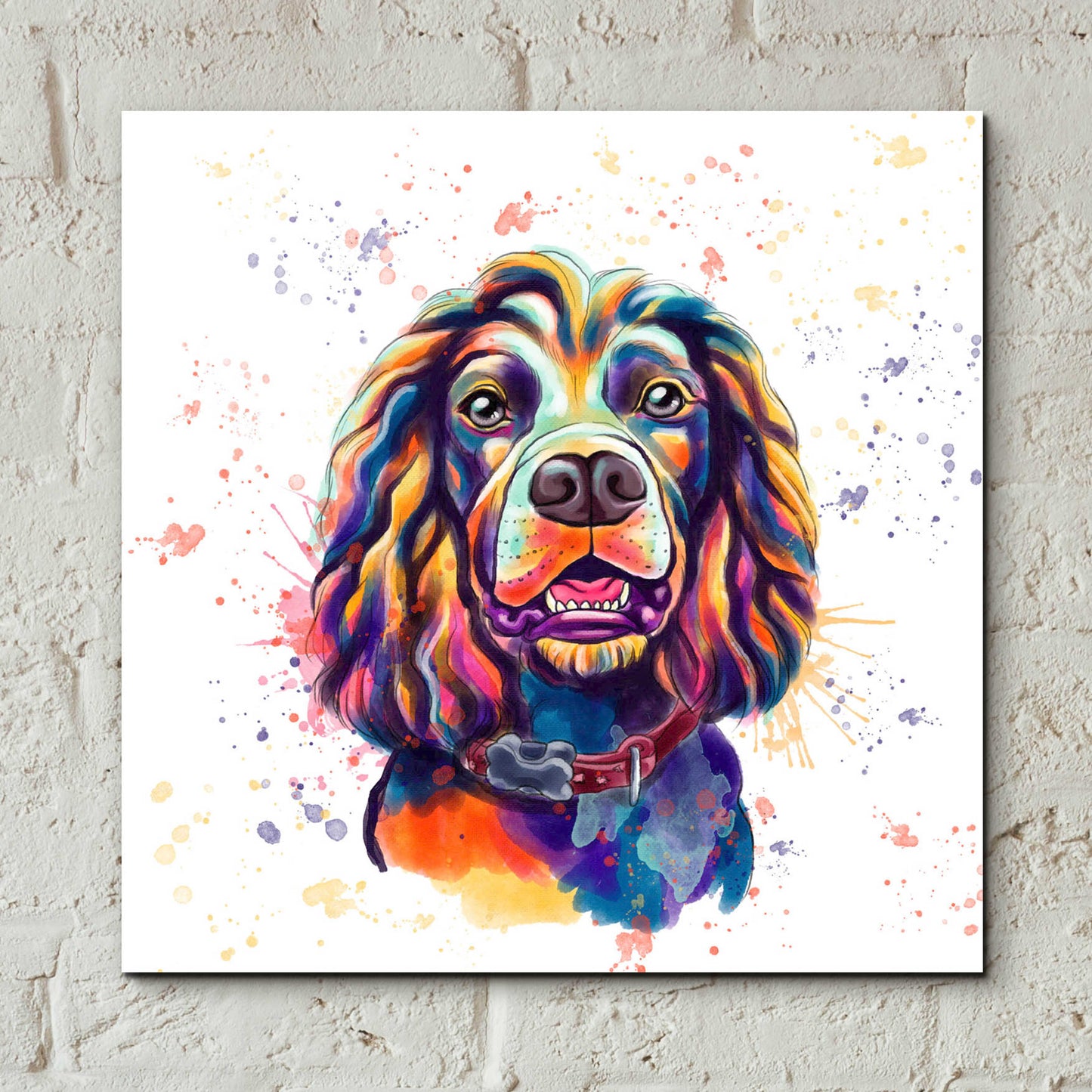 Epic Art 'Colorful Watercolor Cocker Spaniel 2' by Furbaby Affiliates, Acrylic Glass Wall Art,12x12