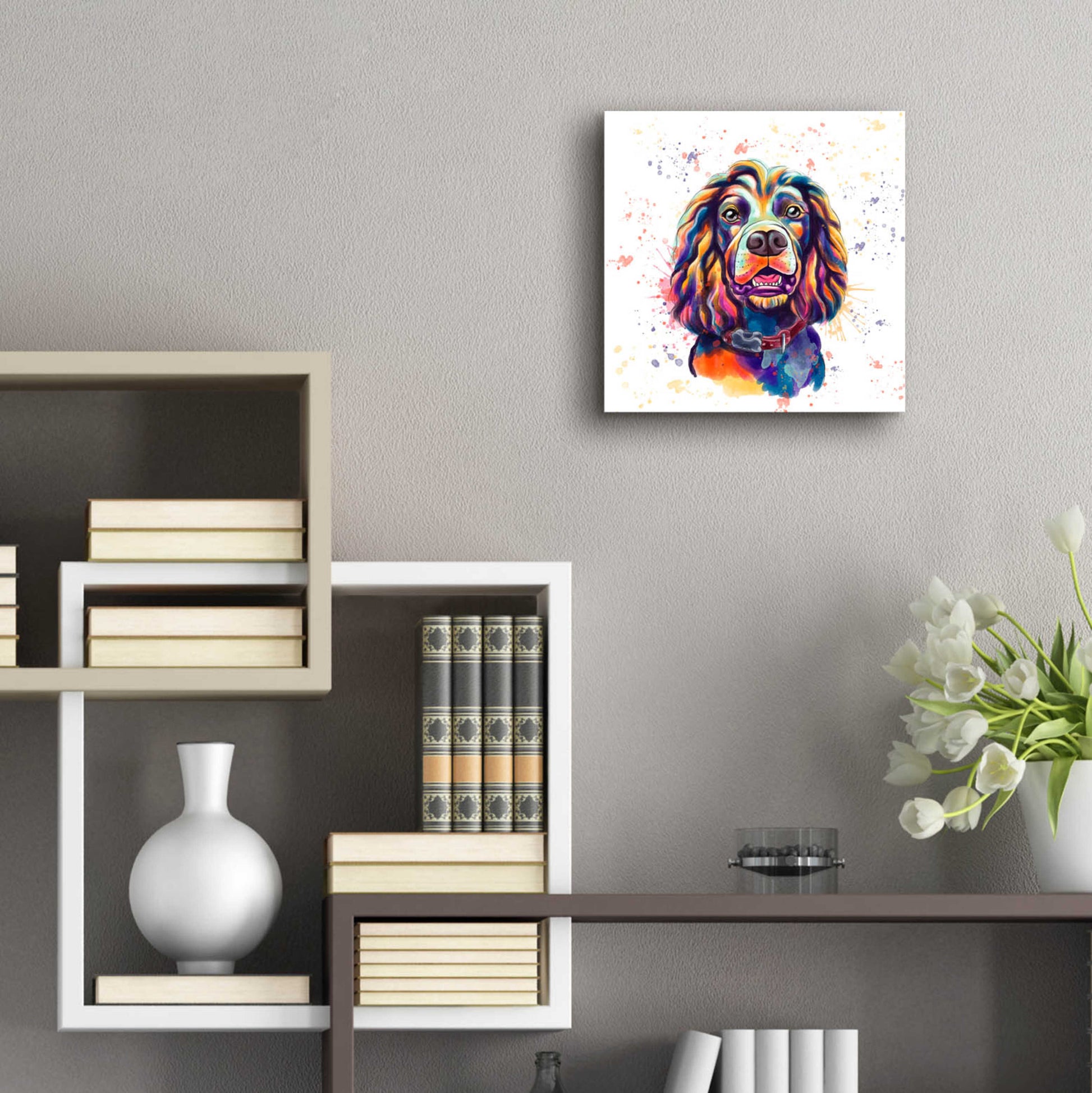 Epic Art 'Colorful Watercolor Cocker Spaniel 2' by Furbaby Affiliates, Acrylic Glass Wall Art,12x12