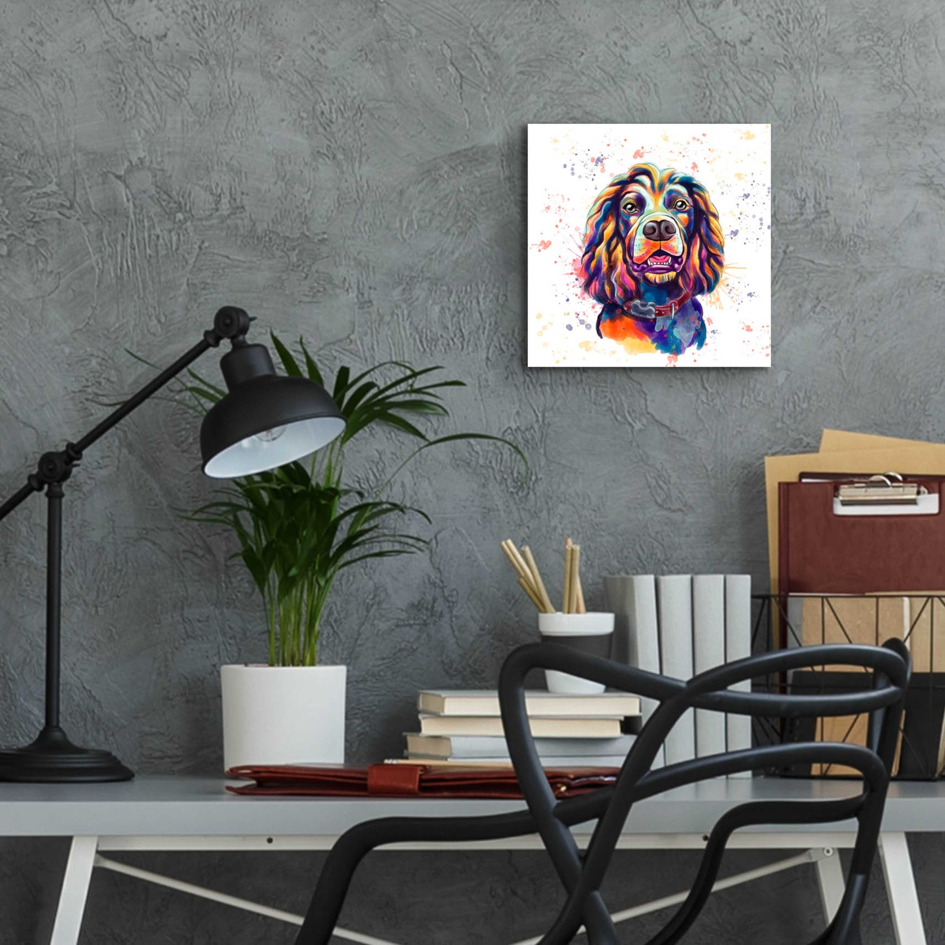 Epic Art 'Colorful Watercolor Cocker Spaniel 2' by Furbaby Affiliates, Acrylic Glass Wall Art,12x12