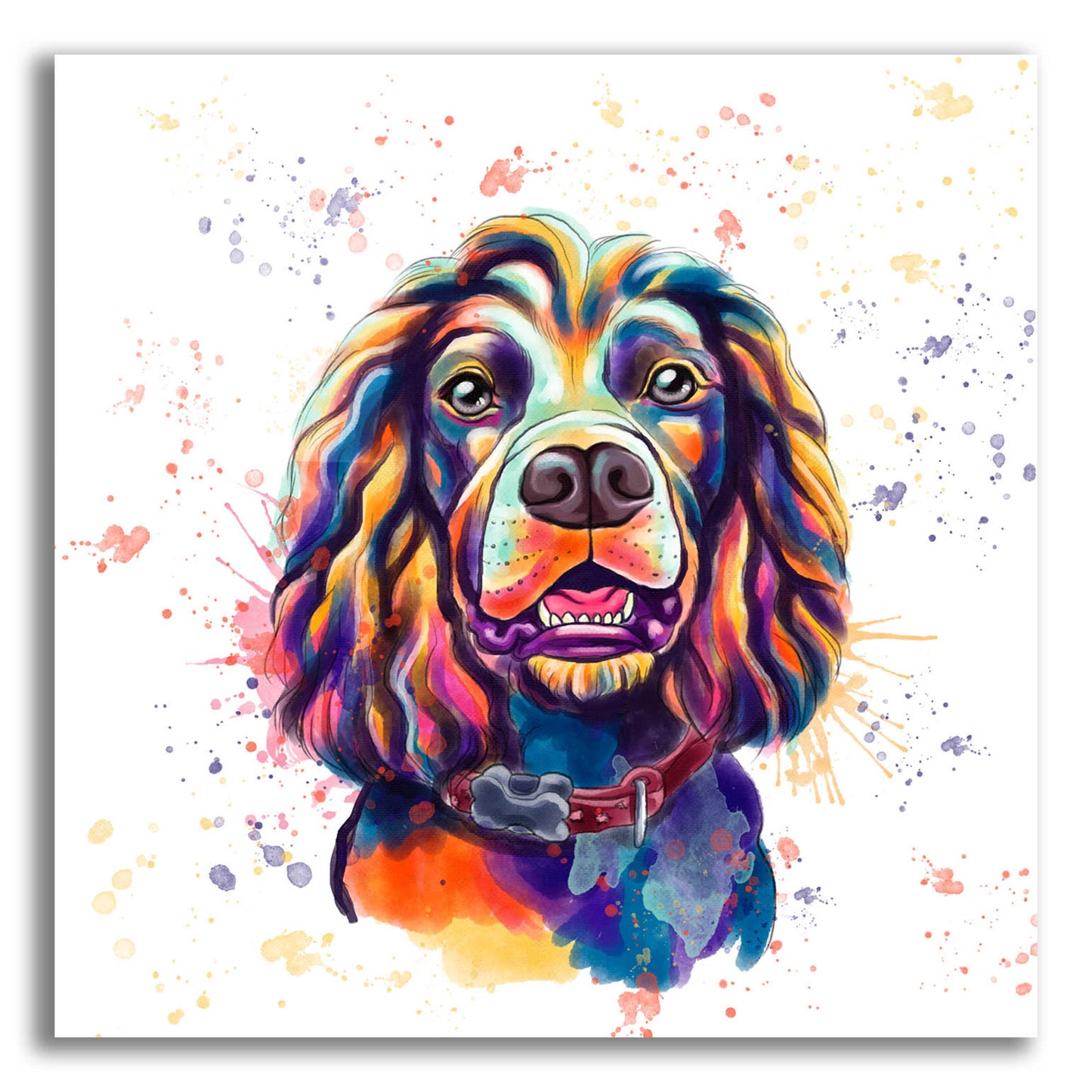 Epic Art 'Colorful Watercolor Cocker Spaniel 2' by Furbaby Affiliates, Acrylic Glass Wall Art,12x12