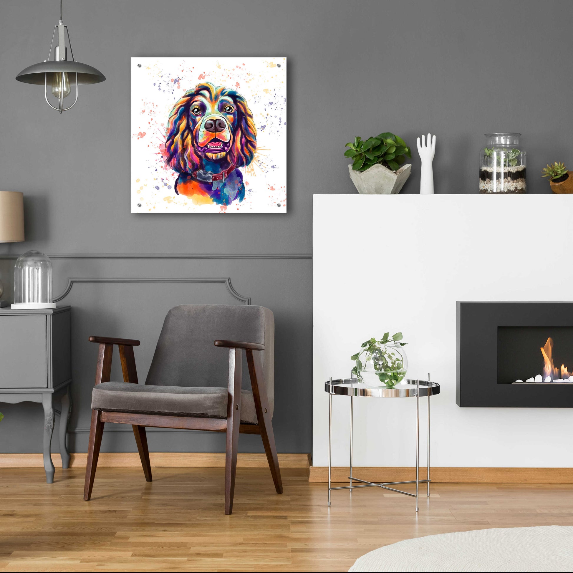 Epic Art 'Colorful Watercolor Cocker Spaniel 2' by Furbaby Affiliates, Acrylic Glass Wall Art,24x24