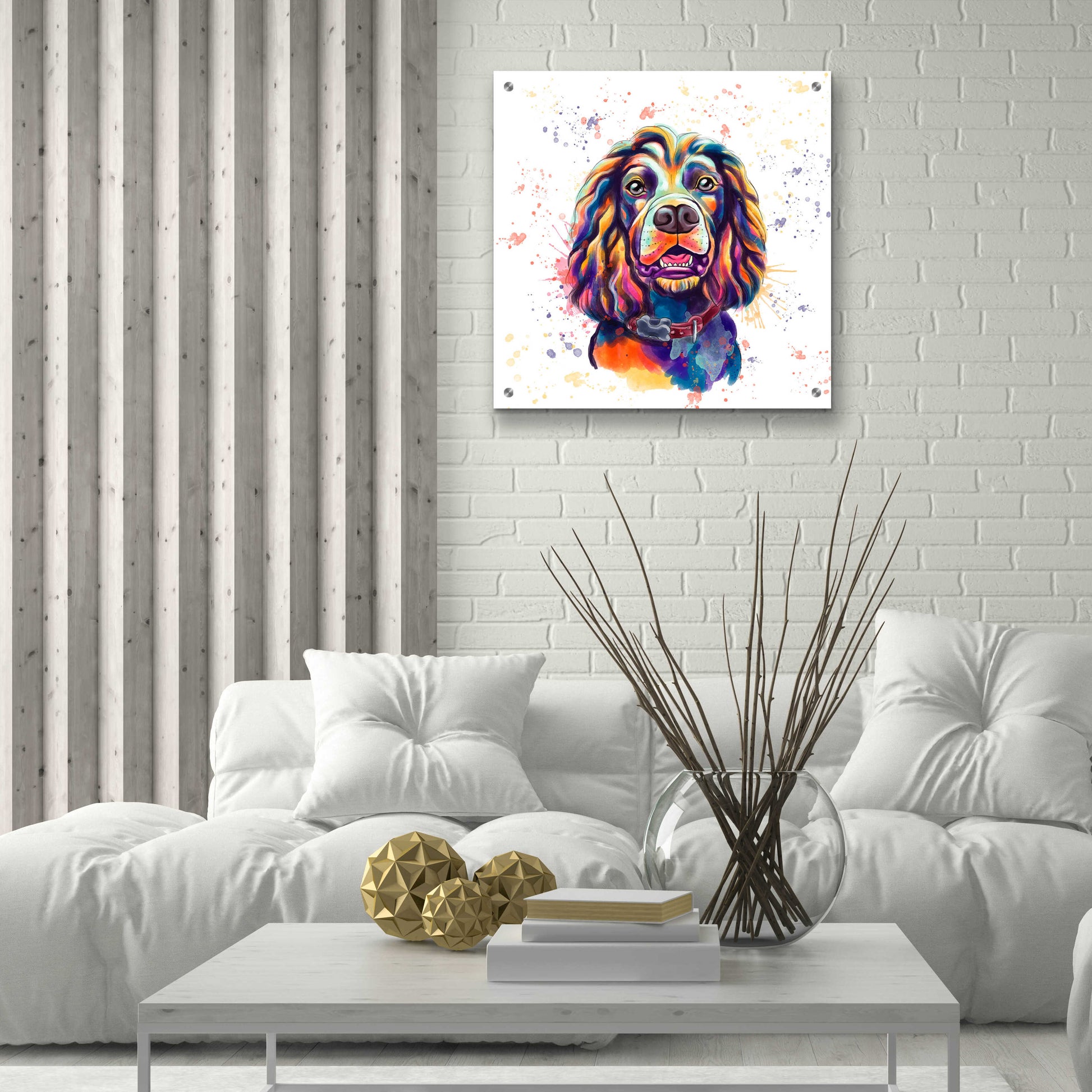 Epic Art 'Colorful Watercolor Cocker Spaniel 2' by Furbaby Affiliates, Acrylic Glass Wall Art,24x24