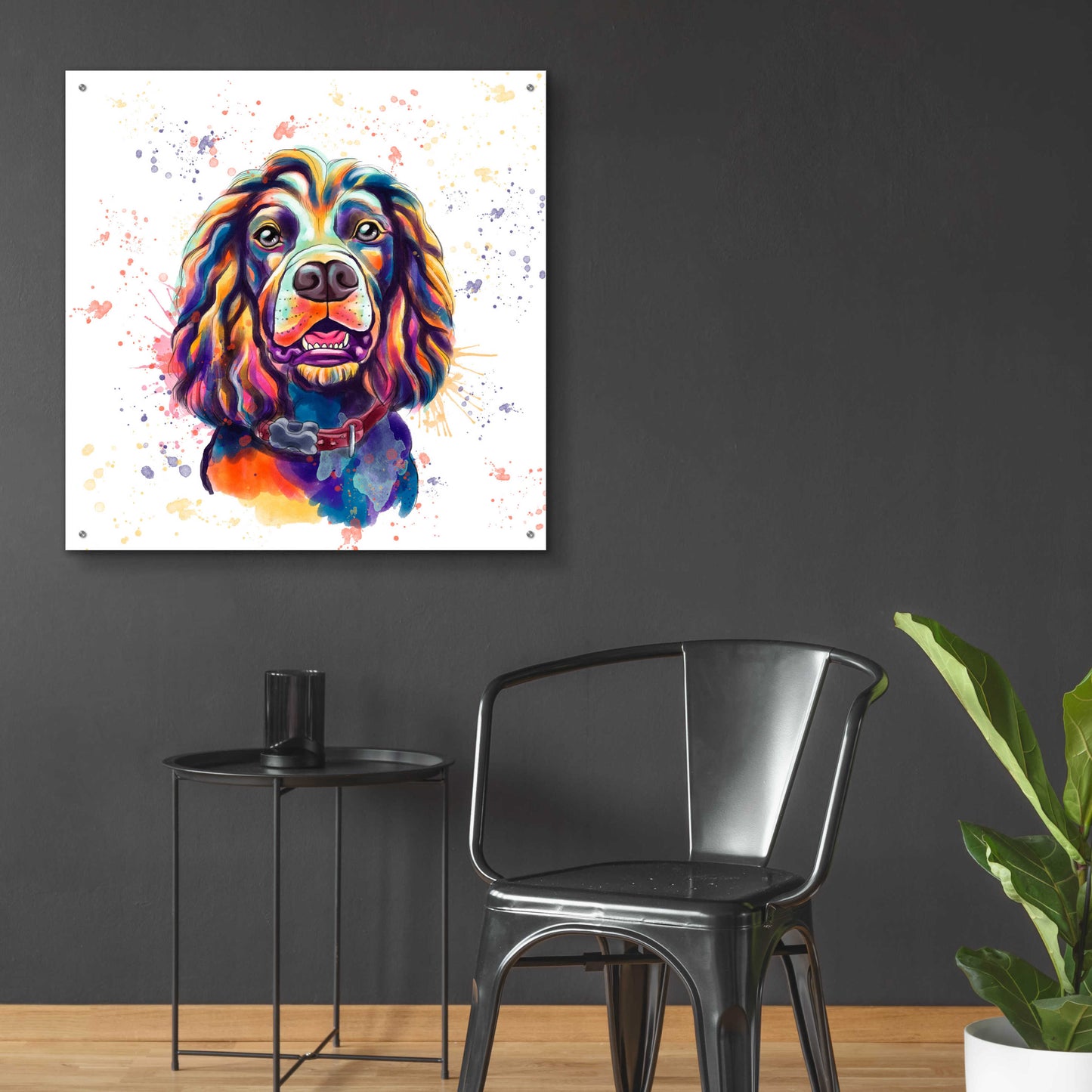 Epic Art 'Colorful Watercolor Cocker Spaniel 2' by Furbaby Affiliates, Acrylic Glass Wall Art,36x36