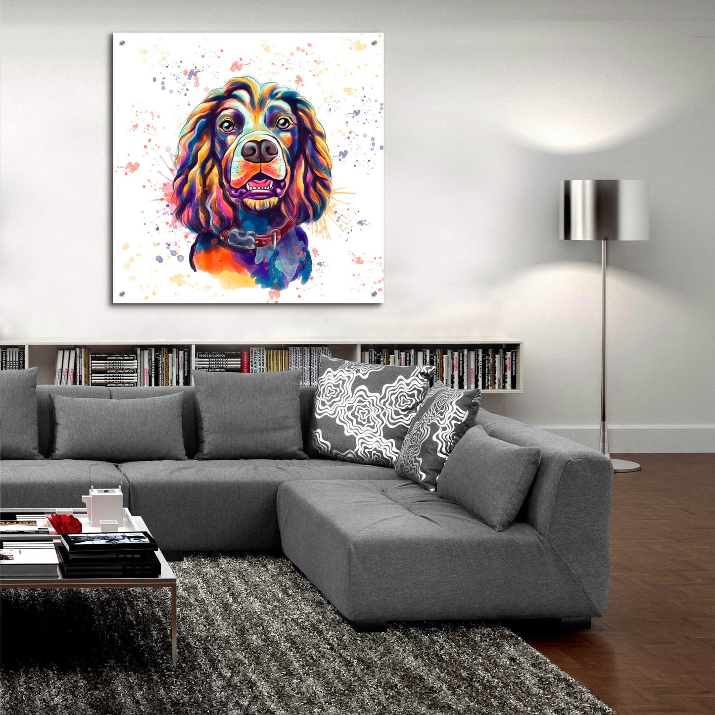 Epic Art 'Colorful Watercolor Cocker Spaniel 2' by Furbaby Affiliates, Acrylic Glass Wall Art,36x36