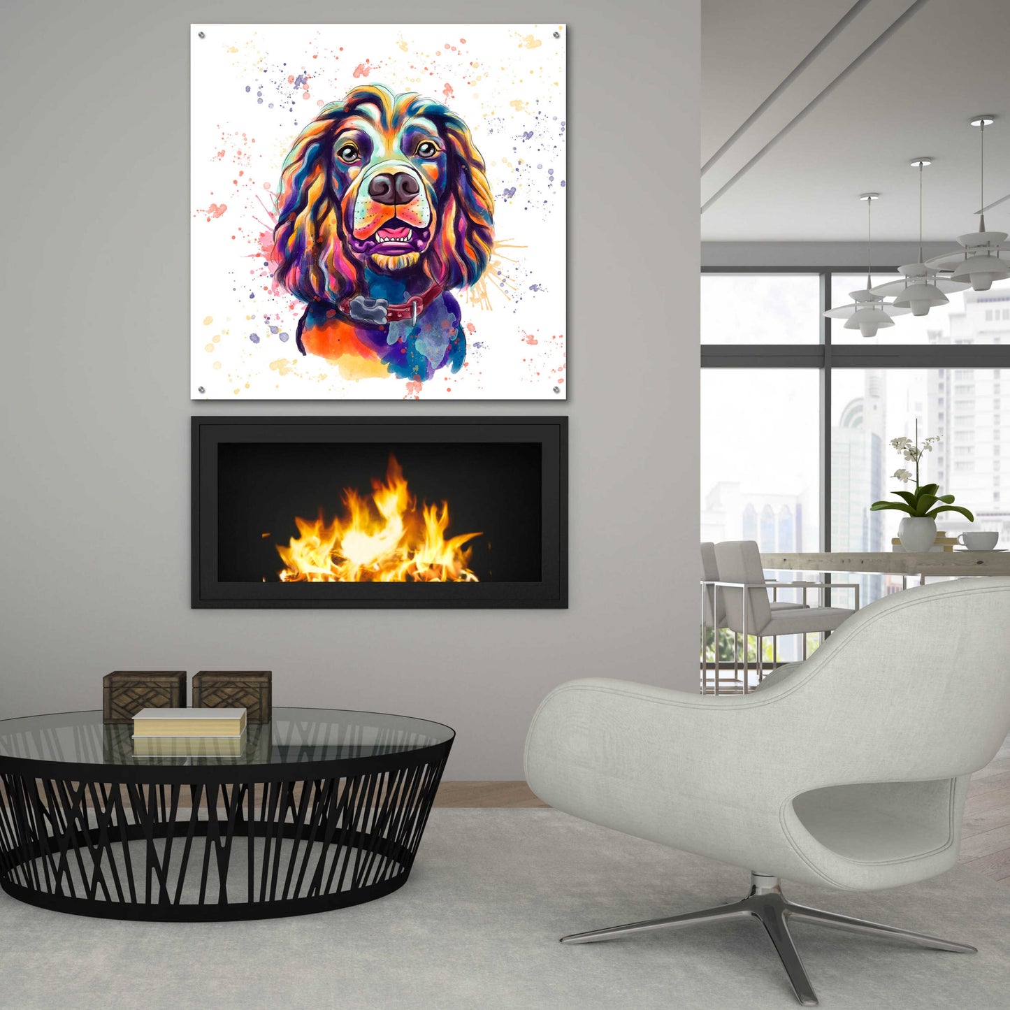 Epic Art 'Colorful Watercolor Cocker Spaniel 2' by Furbaby Affiliates, Acrylic Glass Wall Art,36x36