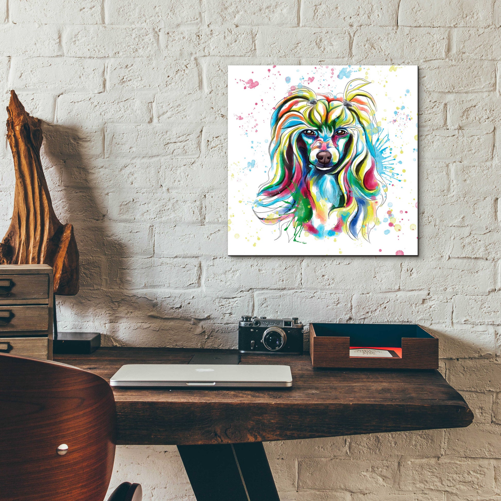 Epic Art 'Colorful Watercolor Chinese Crested' by Furbaby Affiliates, Acrylic Glass Wall Art,12x12