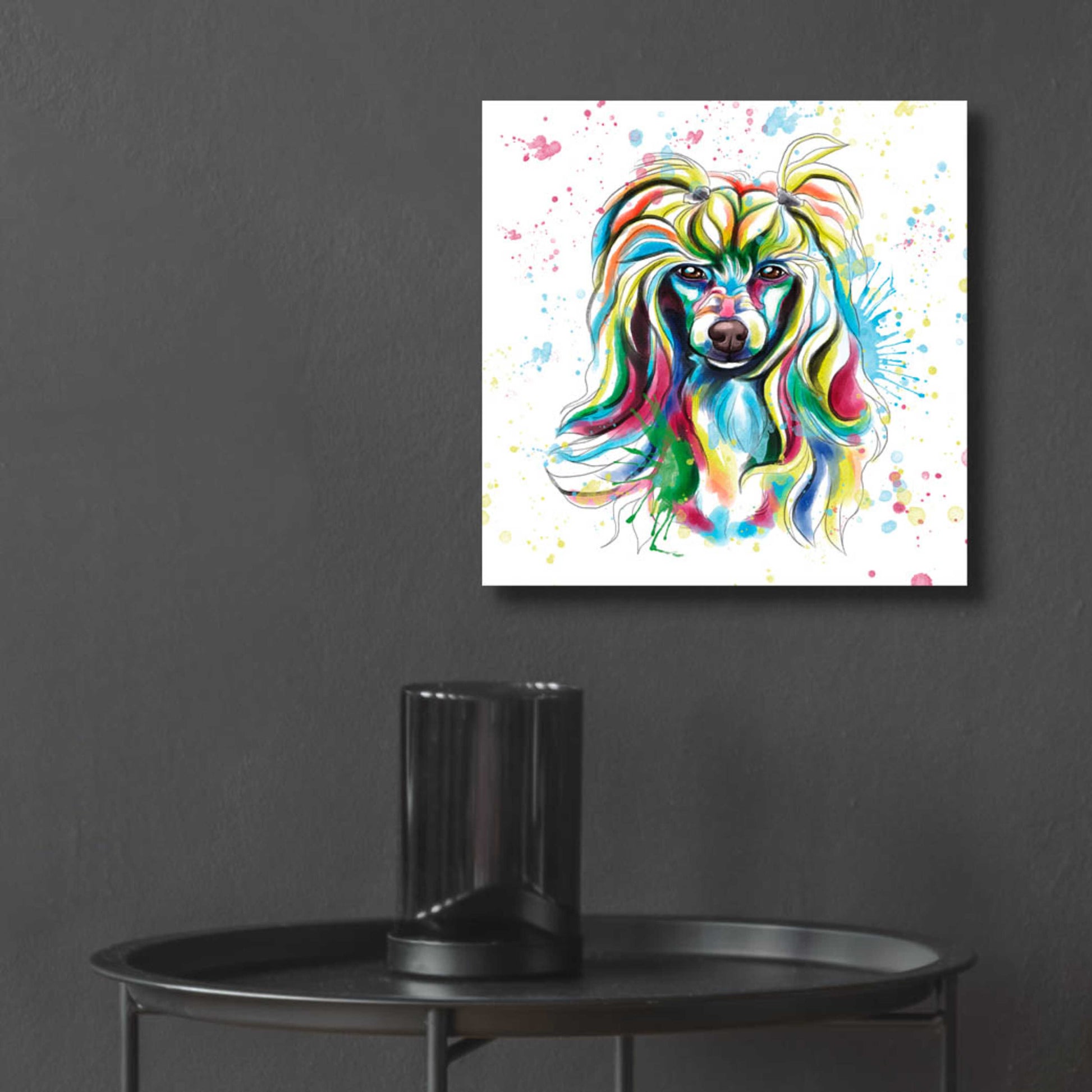 Epic Art 'Colorful Watercolor Chinese Crested' by Furbaby Affiliates, Acrylic Glass Wall Art,12x12