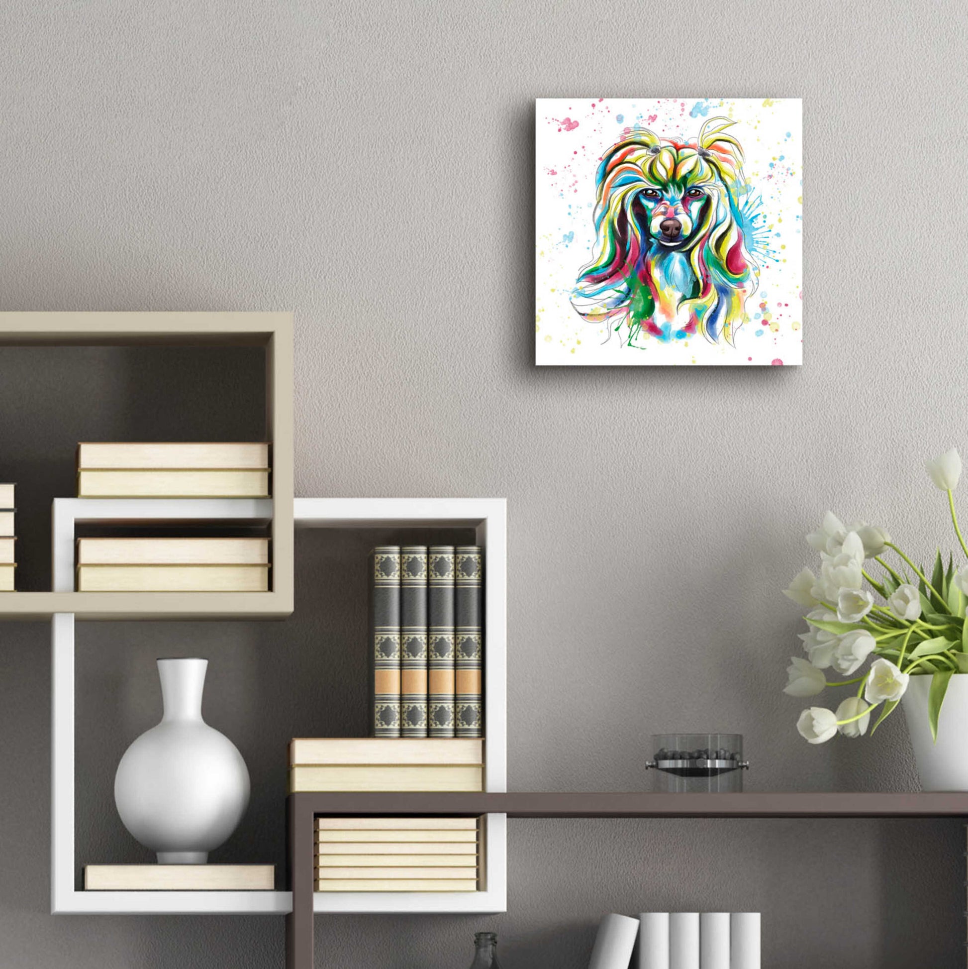 Epic Art 'Colorful Watercolor Chinese Crested' by Furbaby Affiliates, Acrylic Glass Wall Art,12x12