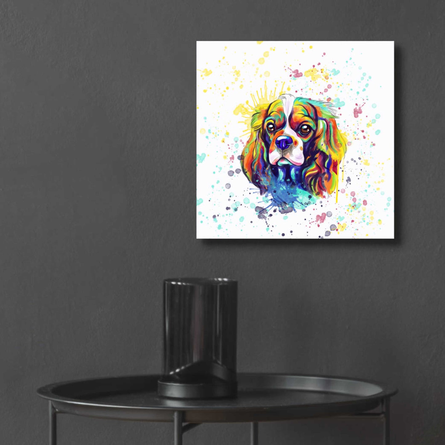 Epic Art 'Colorful Watercolor Cavalier King Charles Spaniel' by Furbaby Affiliates, Acrylic Glass Wall Art,12x12