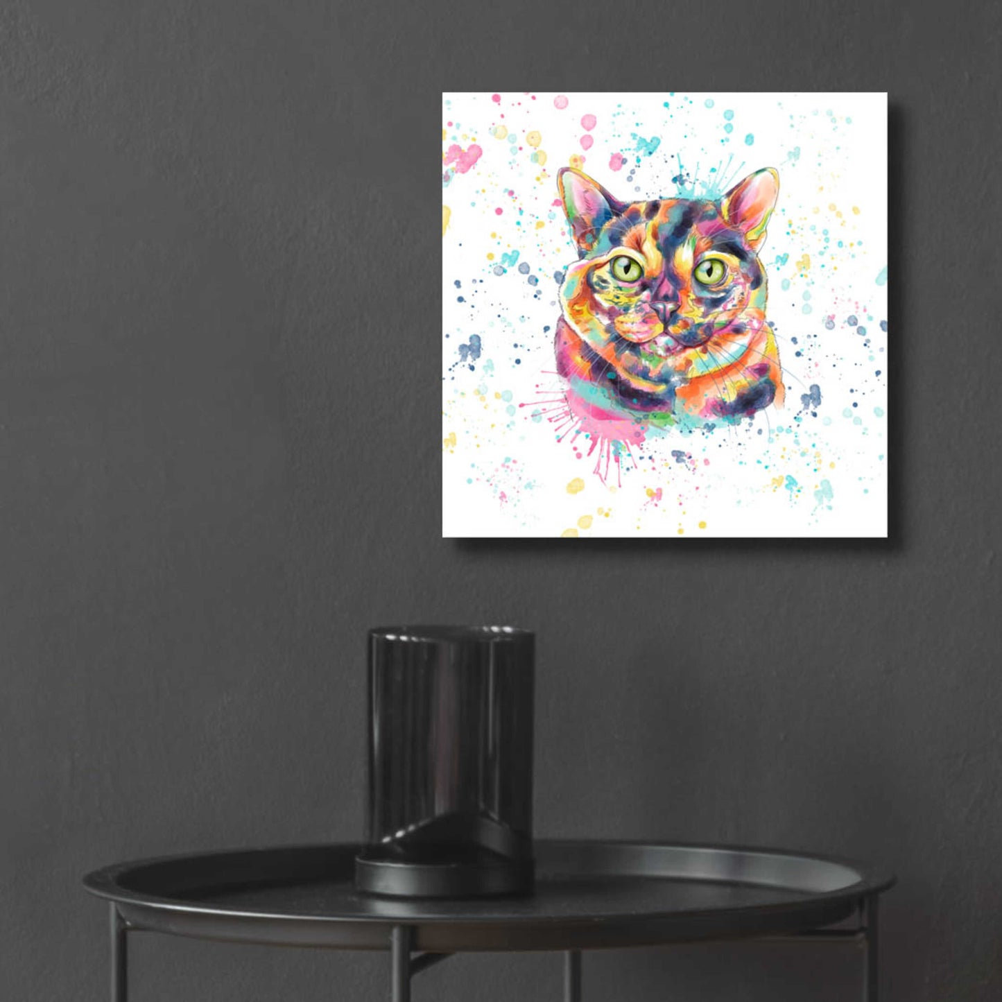 Epic Art 'Colorful Watercolor Calico Cat' by Furbaby Affiliates, Acrylic Glass Wall Art,12x12