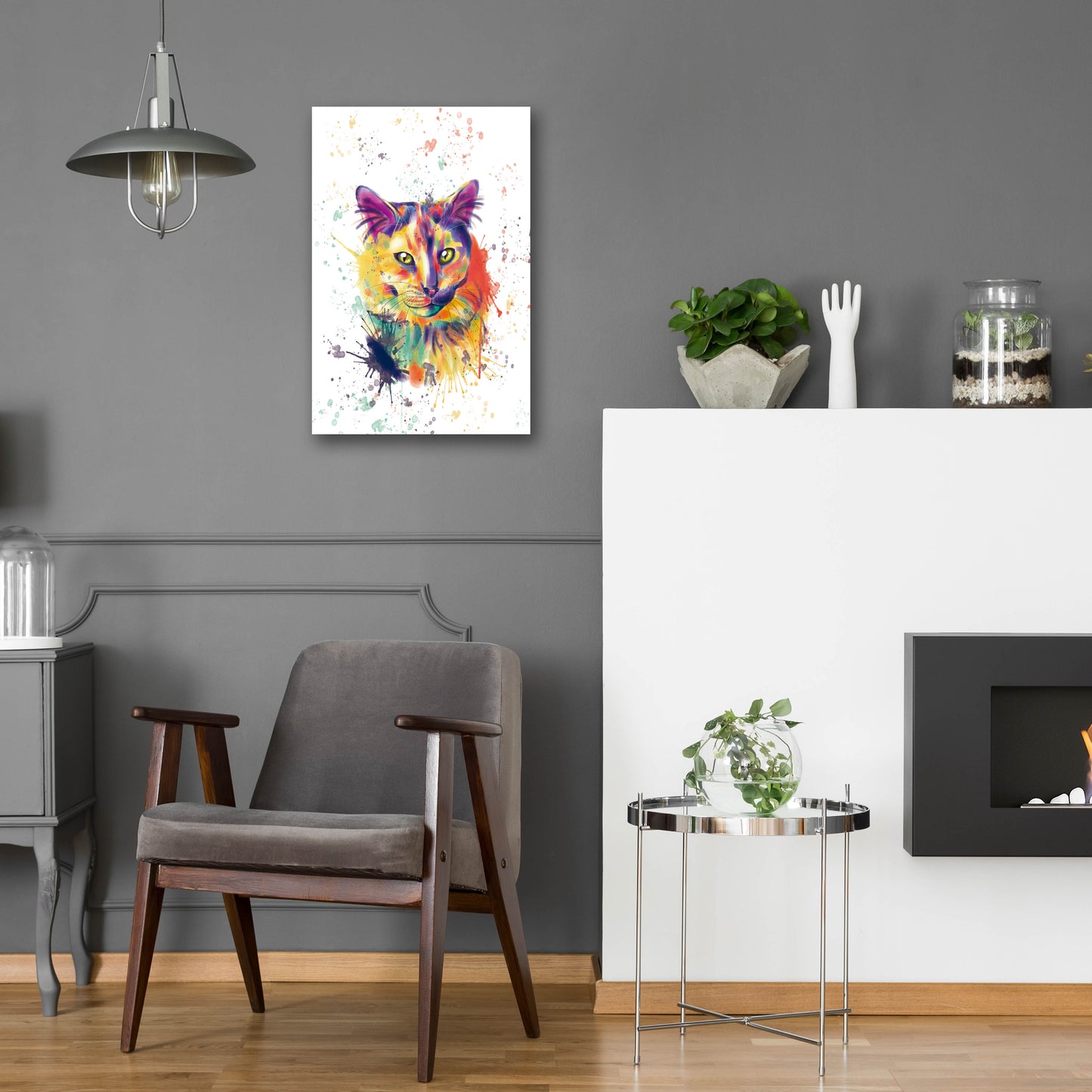 Epic Art 'Colorful Watercolor Calico Cat 2' by Furbaby Affiliates, Acrylic Glass Wall Art,16x24