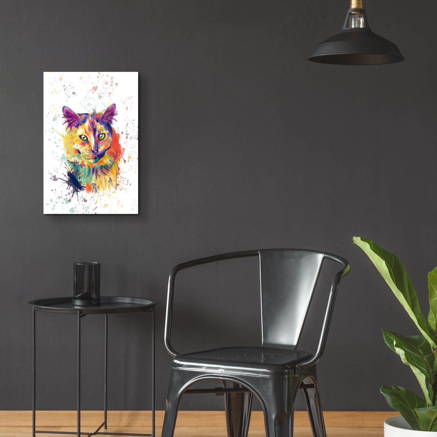 Epic Art 'Colorful Watercolor Calico Cat 2' by Furbaby Affiliates, Acrylic Glass Wall Art,16x24