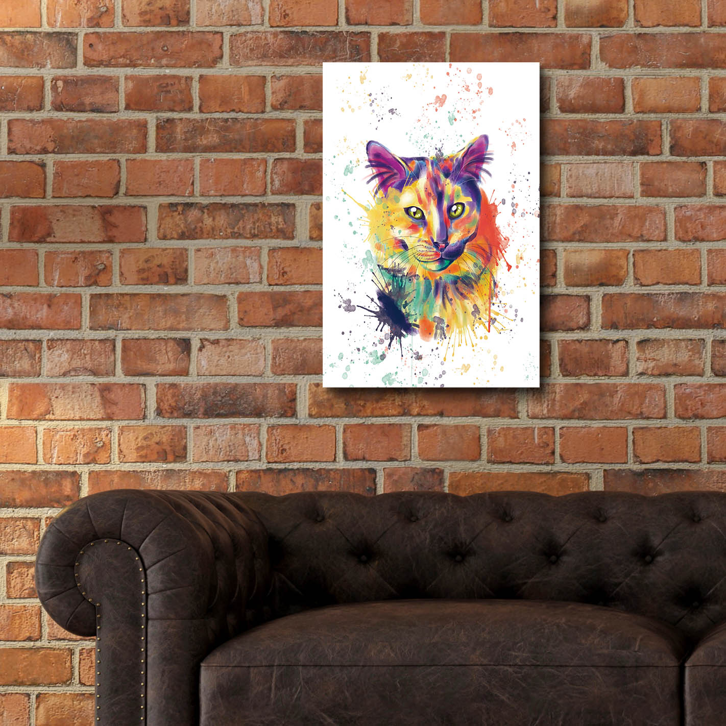 Epic Art 'Colorful Watercolor Calico Cat 2' by Furbaby Affiliates, Acrylic Glass Wall Art,16x24