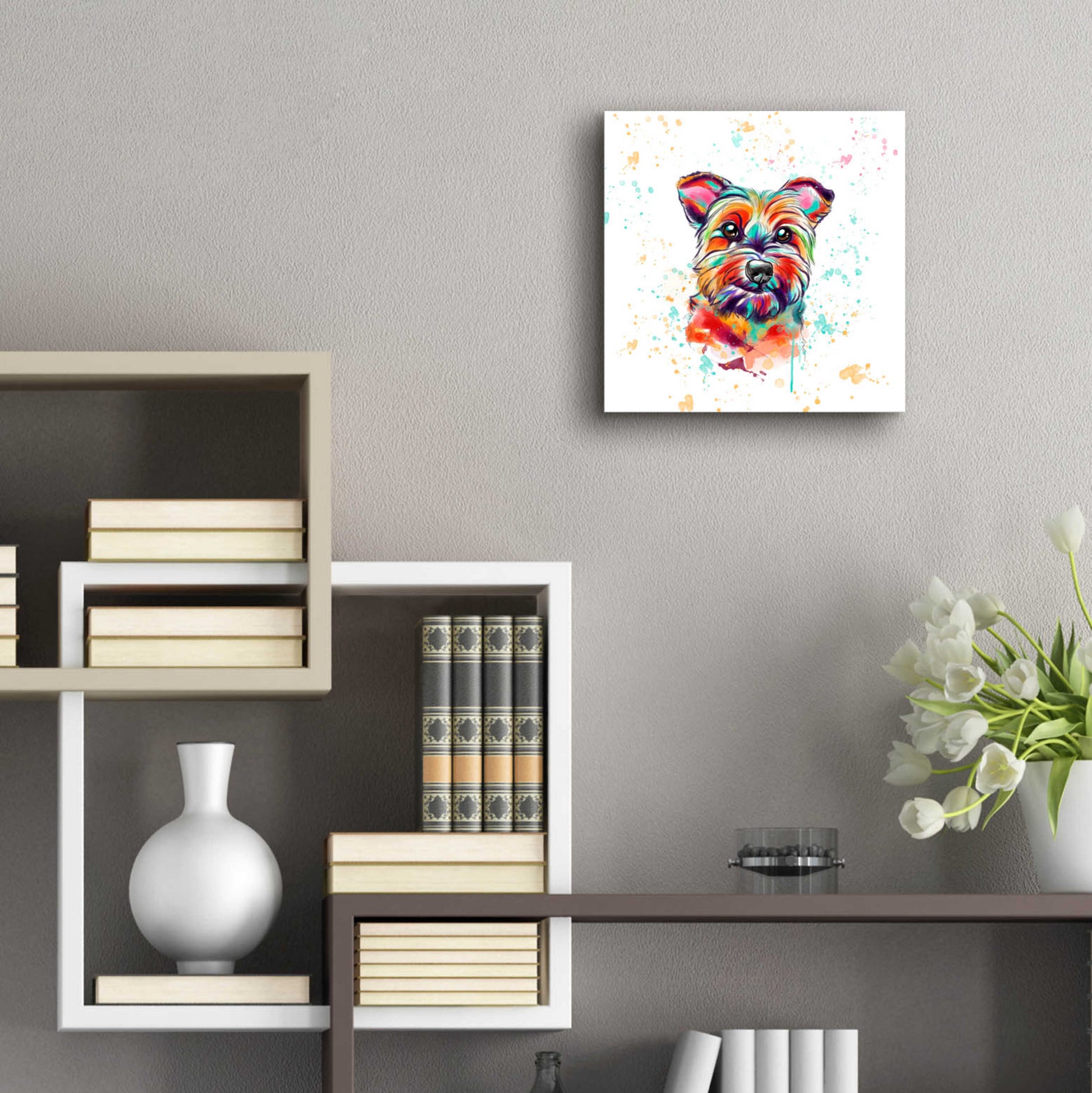 Epic Art 'Colorful Watercolor Cairn Terrier' by Furbaby Affiliates, Acrylic Glass Wall Art,12x12