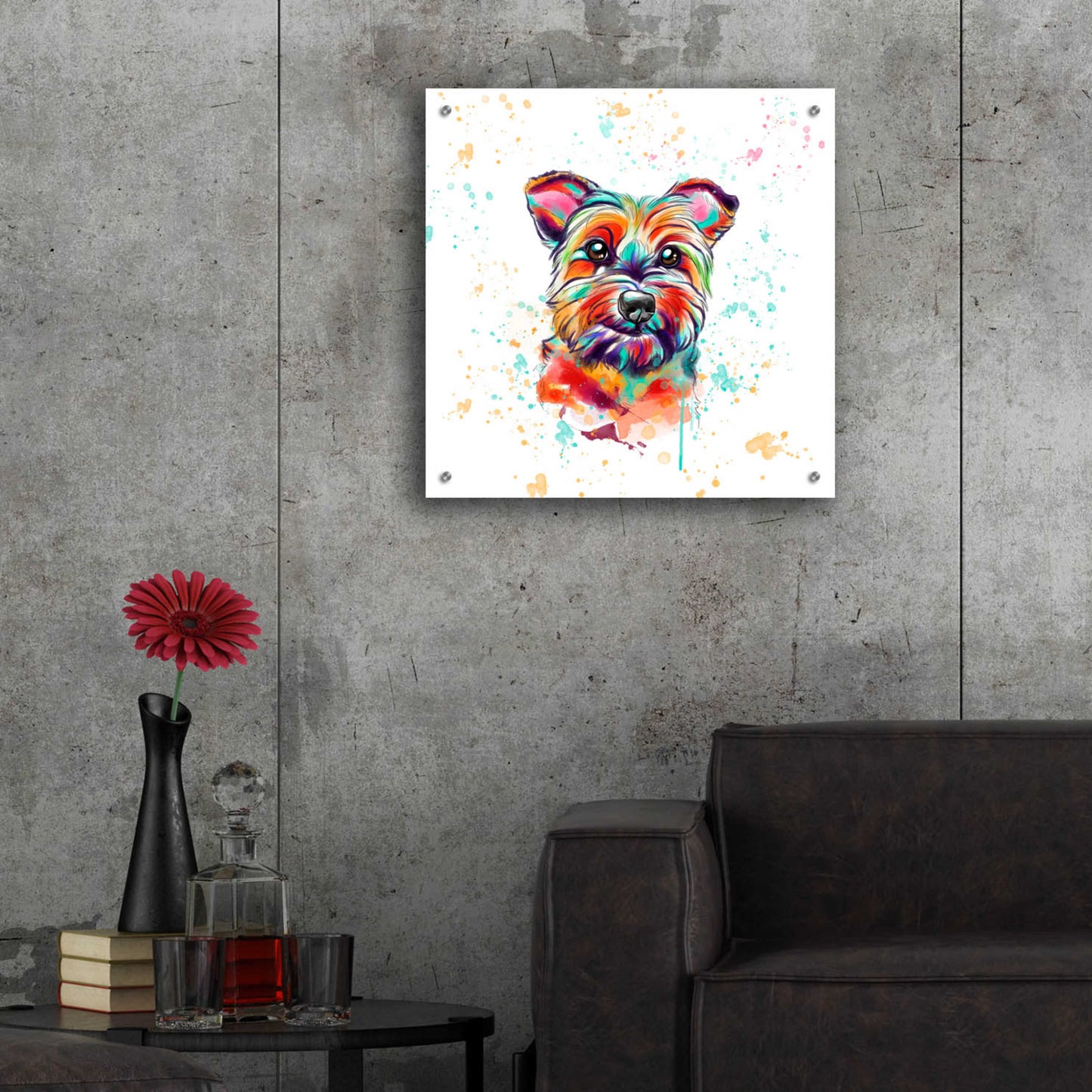 Epic Art 'Colorful Watercolor Cairn Terrier' by Furbaby Affiliates, Acrylic Glass Wall Art,24x24