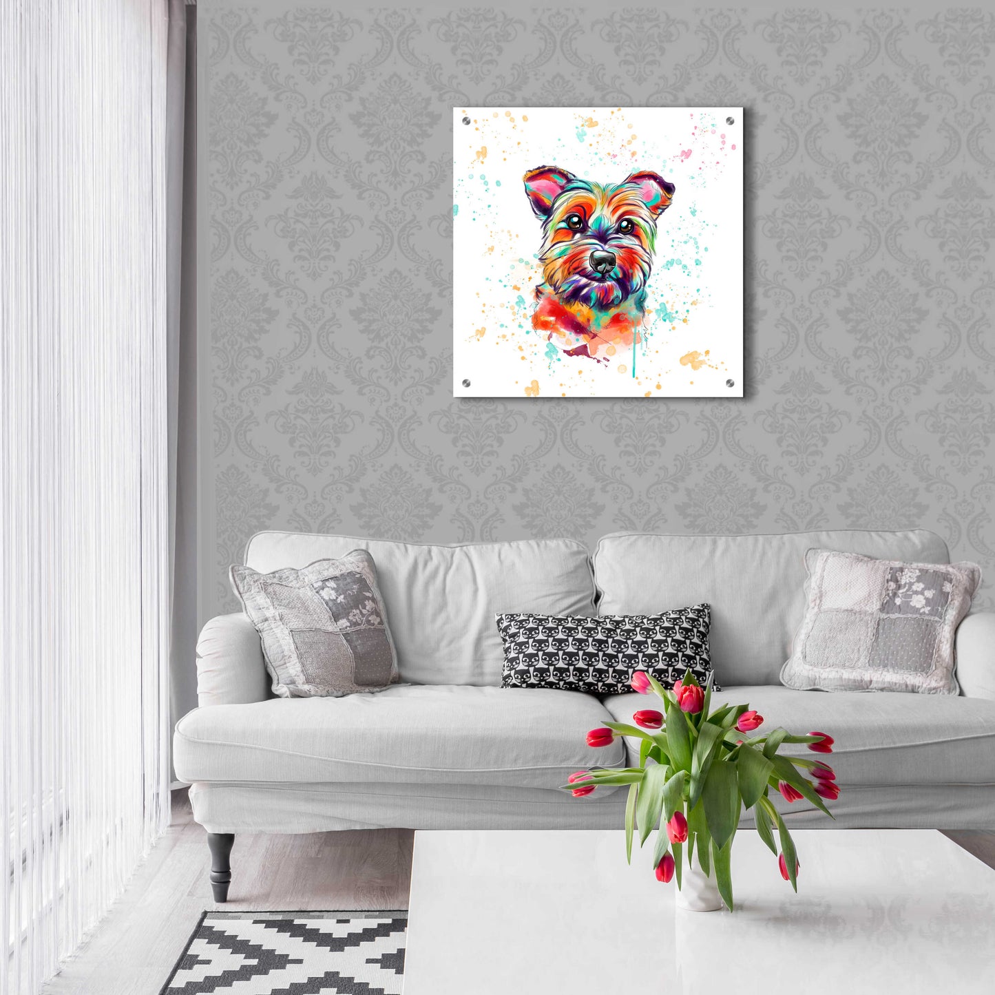 Epic Art 'Colorful Watercolor Cairn Terrier' by Furbaby Affiliates, Acrylic Glass Wall Art,24x24