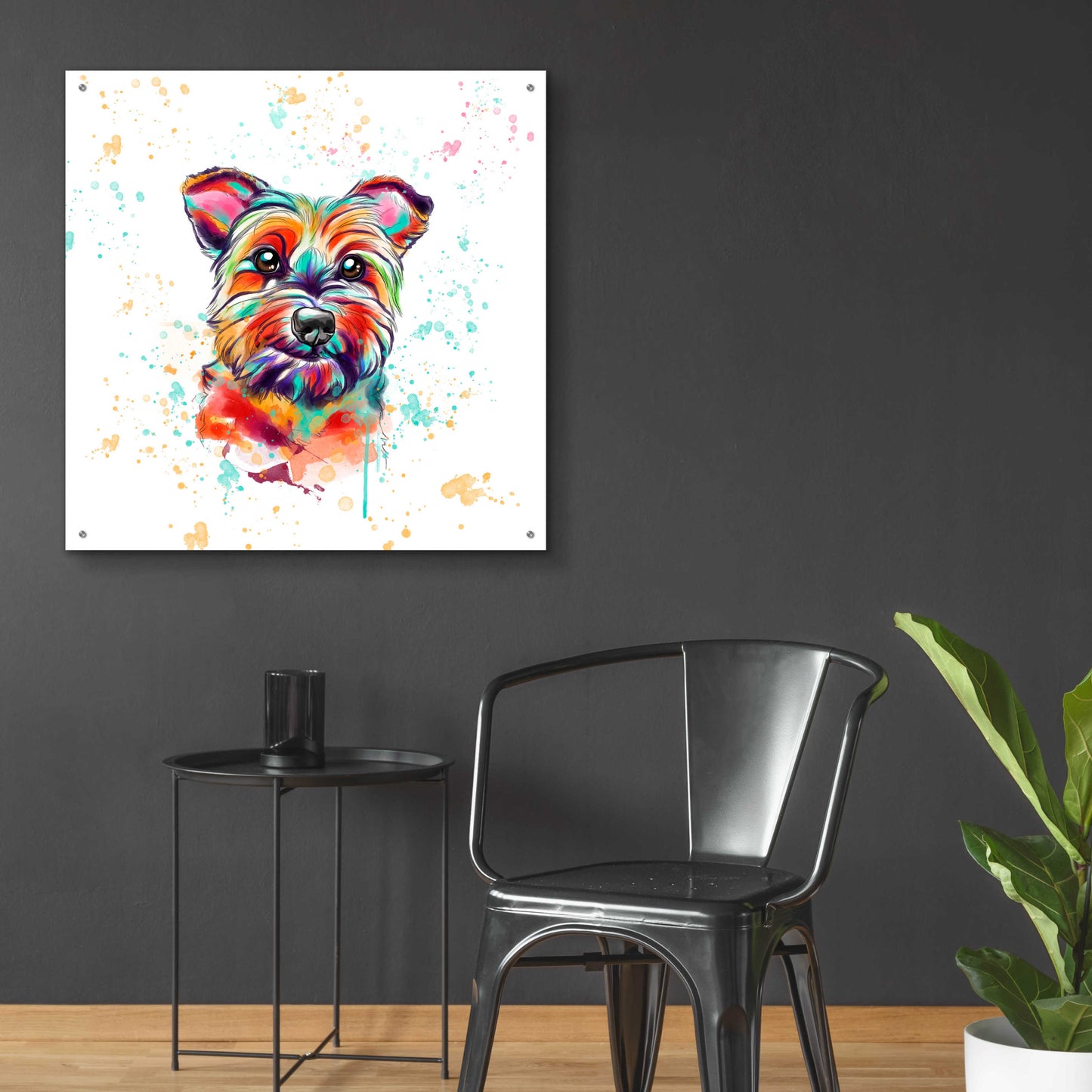 Epic Art 'Colorful Watercolor Cairn Terrier' by Furbaby Affiliates, Acrylic Glass Wall Art,36x36