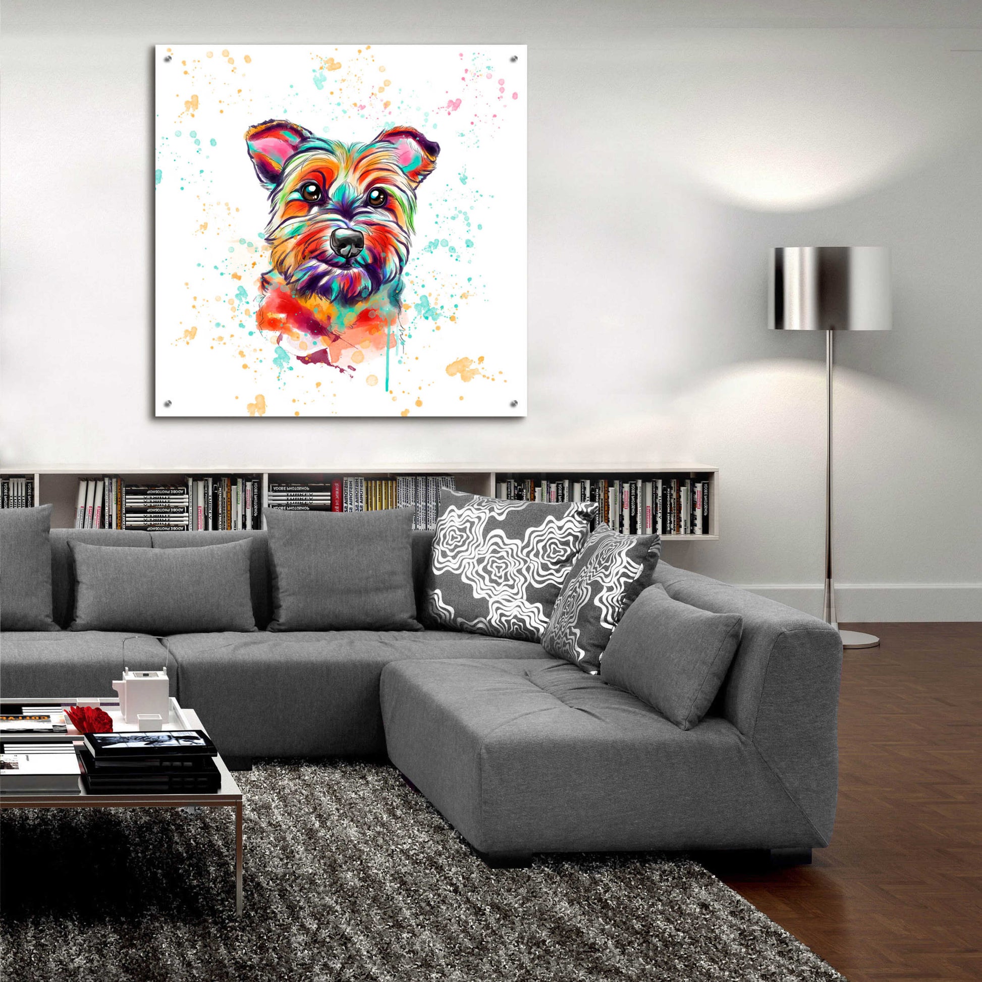 Epic Art 'Colorful Watercolor Cairn Terrier' by Furbaby Affiliates, Acrylic Glass Wall Art,36x36