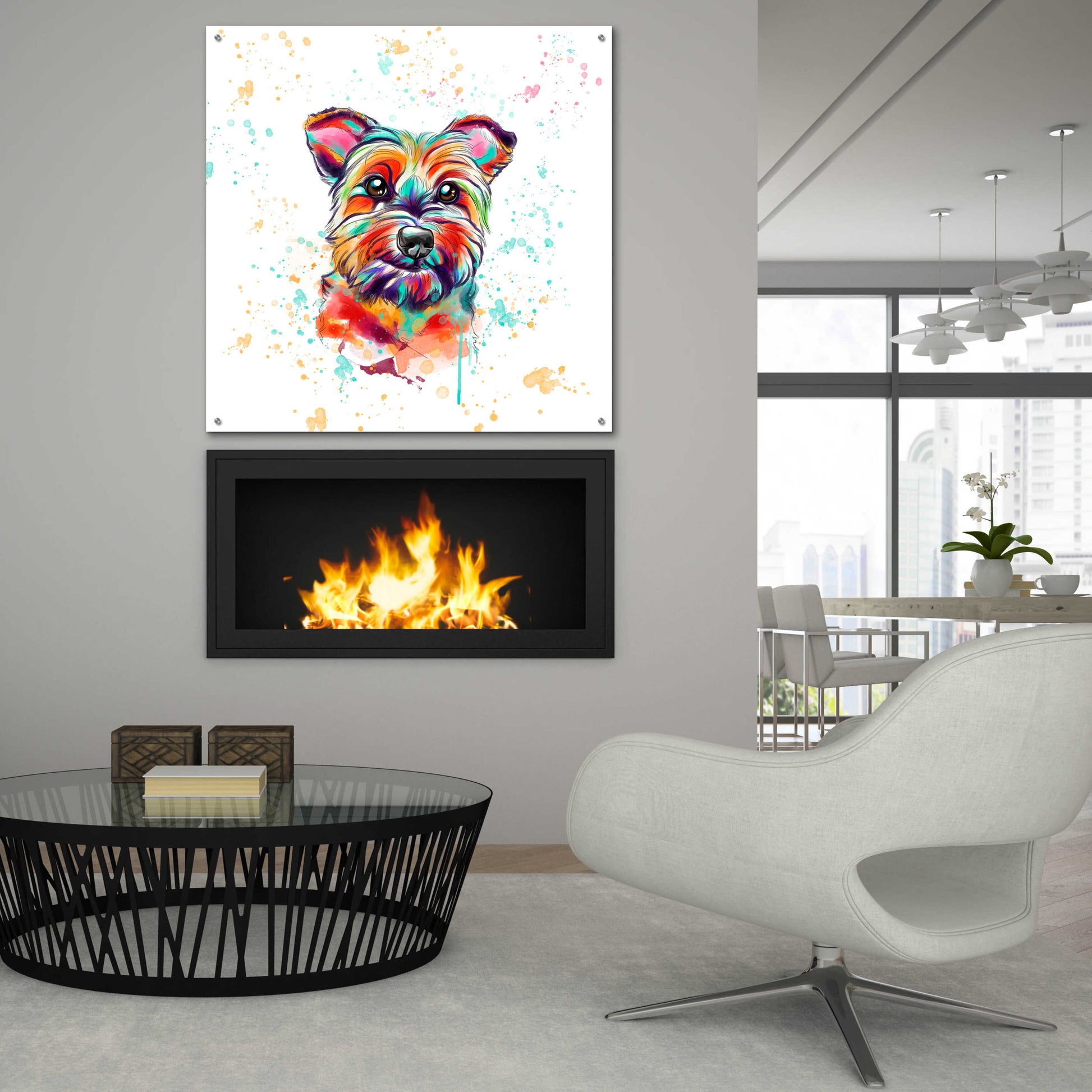 Epic Art 'Colorful Watercolor Cairn Terrier' by Furbaby Affiliates, Acrylic Glass Wall Art,36x36