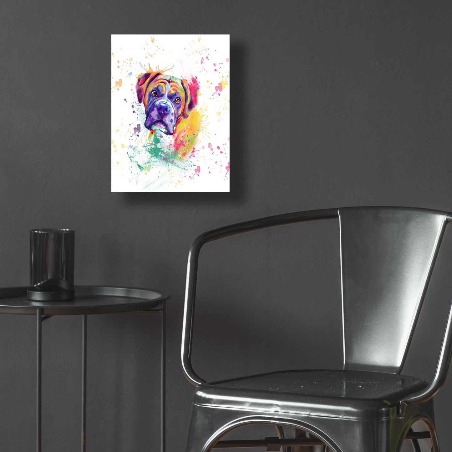 Epic Art 'Colorful Watercolor Boxer' by Furbaby Affiliates, Acrylic Glass Wall Art,12x16