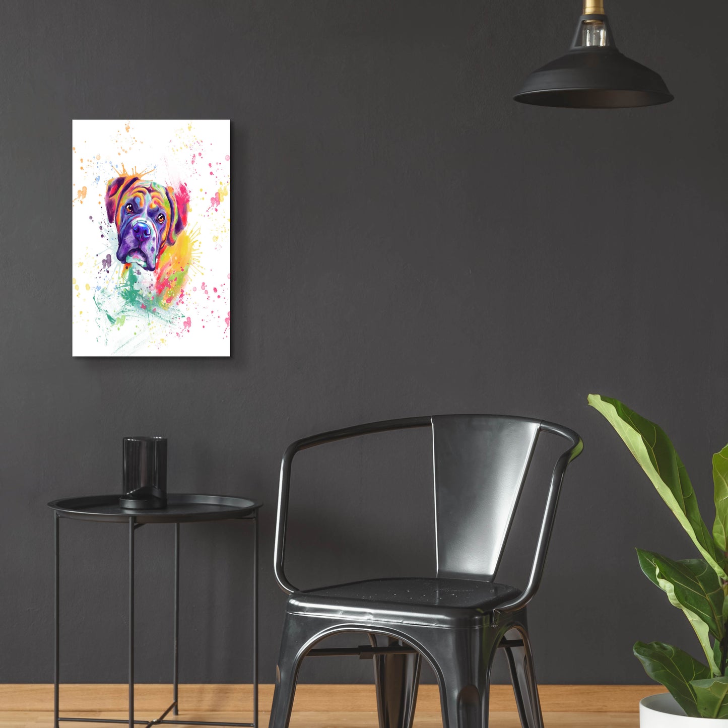 Epic Art 'Colorful Watercolor Boxer' by Furbaby Affiliates, Acrylic Glass Wall Art,16x24