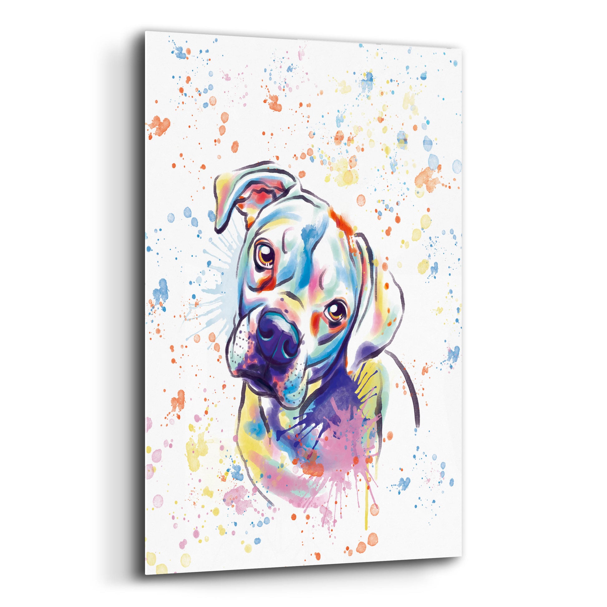 Epic Art 'Colorful Watercolor Boxer 3' by Furbaby Affiliates, Acrylic Glass Wall Art,12x16