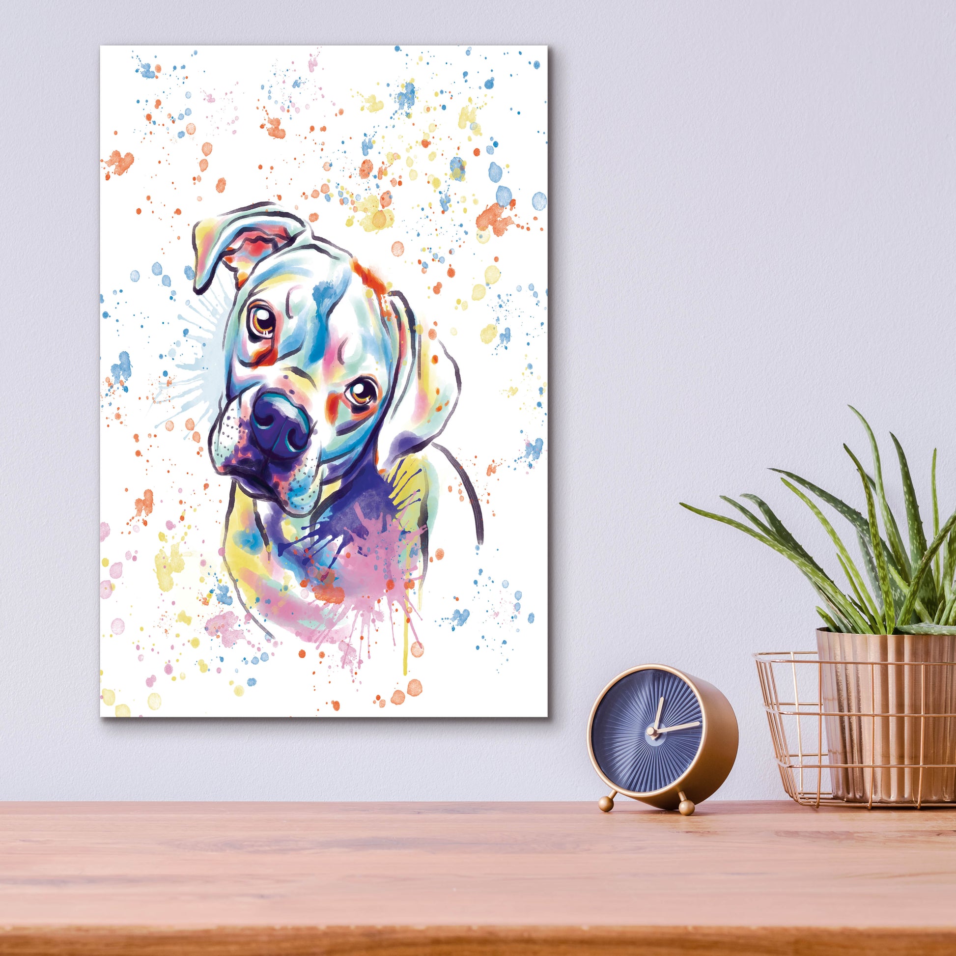 Epic Art 'Colorful Watercolor Boxer 3' by Furbaby Affiliates, Acrylic Glass Wall Art,12x16