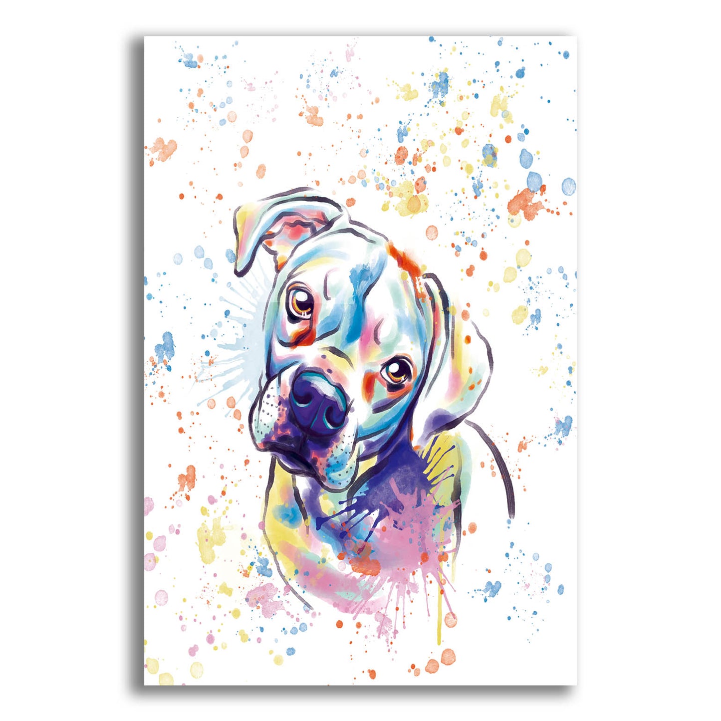 Epic Art 'Colorful Watercolor Boxer 3' by Furbaby Affiliates, Acrylic Glass Wall Art,12x16