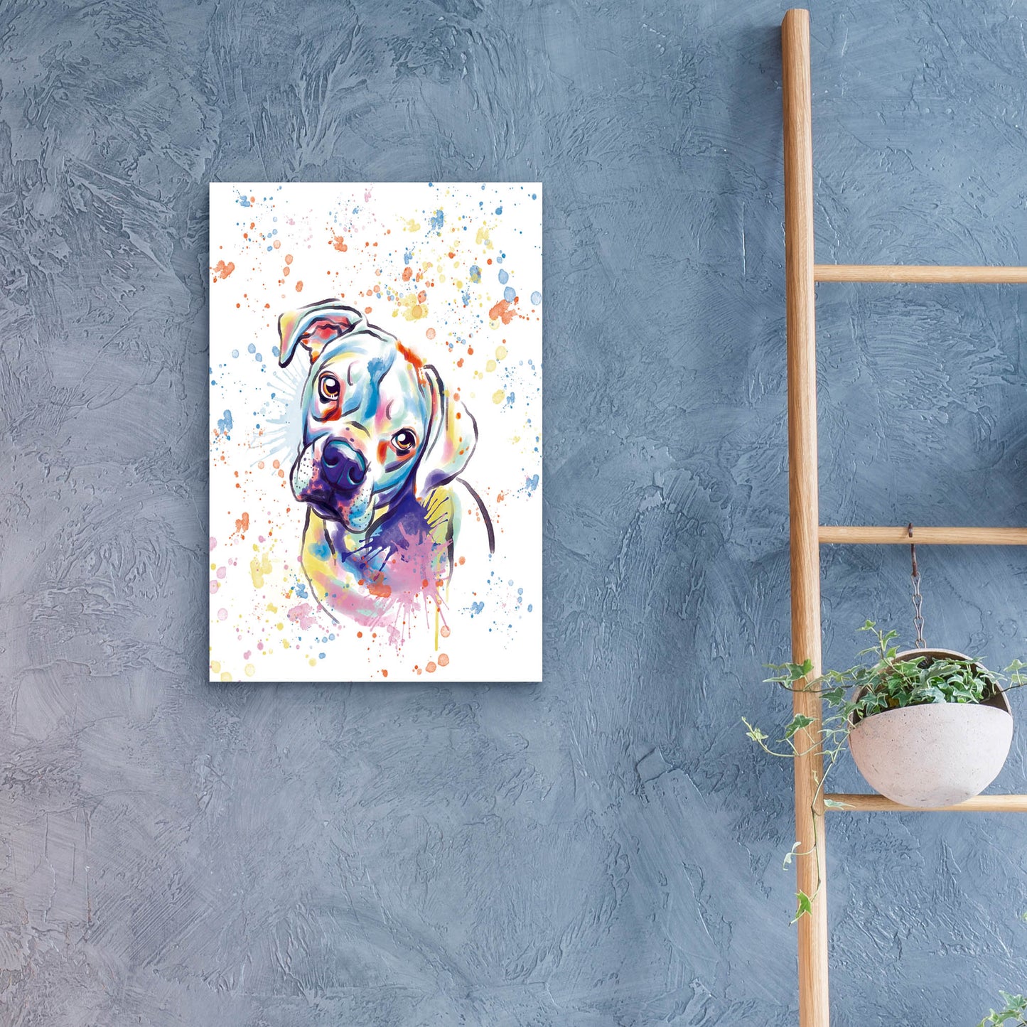 Epic Art 'Colorful Watercolor Boxer 3' by Furbaby Affiliates, Acrylic Glass Wall Art,16x24