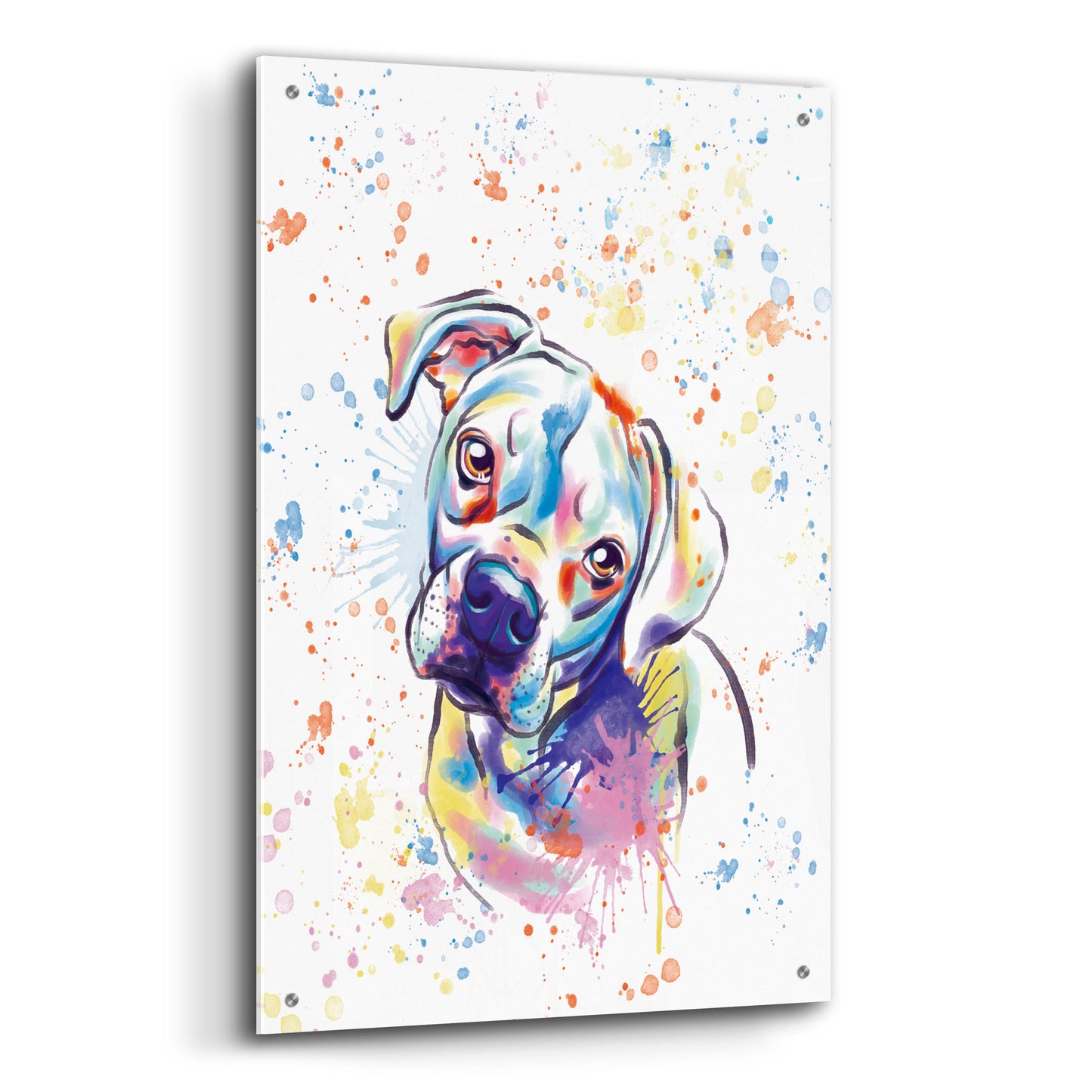 Epic Art 'Colorful Watercolor Boxer 3' by Furbaby Affiliates, Acrylic Glass Wall Art,24x36