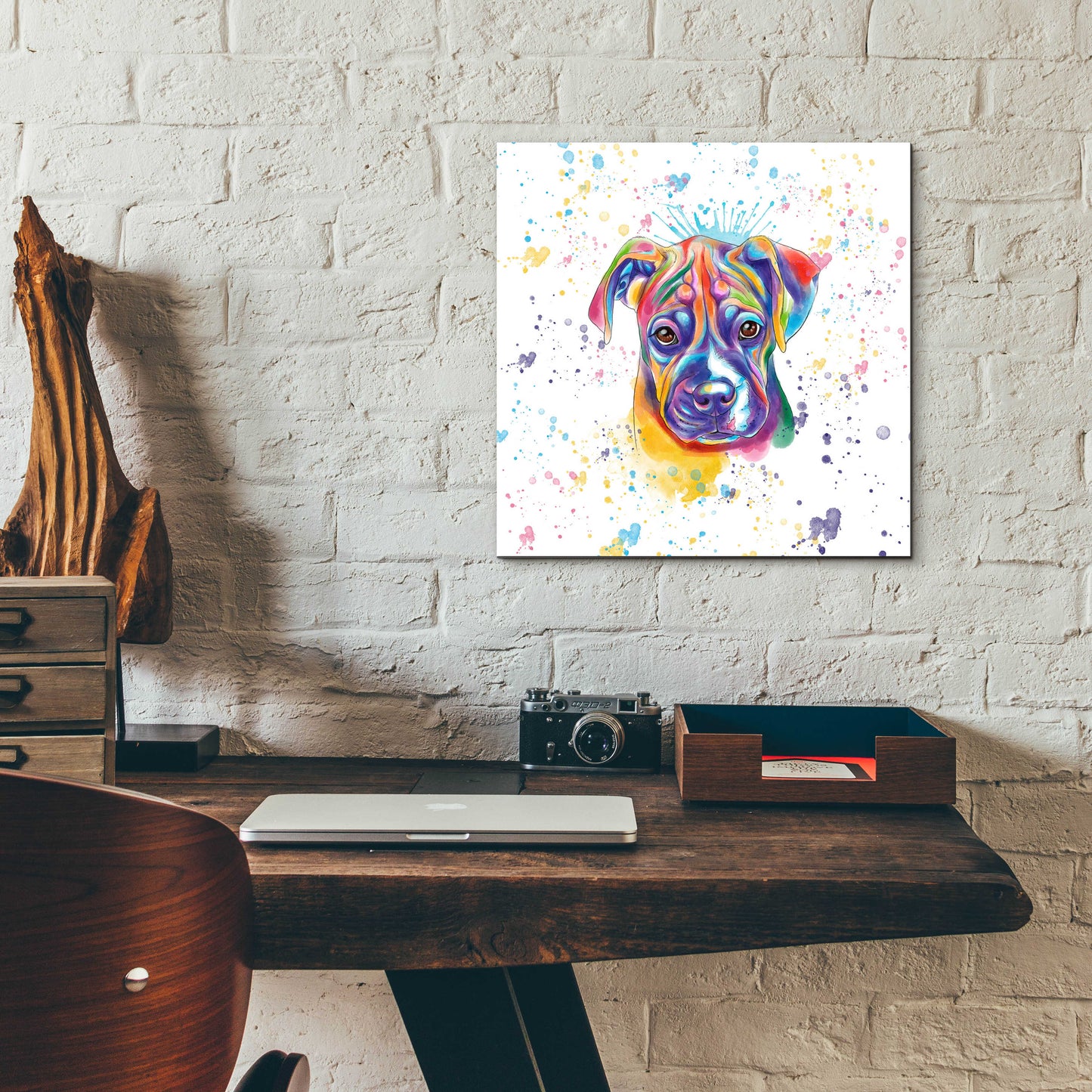 Epic Art 'Colorful Watercolor Boxer 2' by Furbaby Affiliates, Acrylic Glass Wall Art,12x12