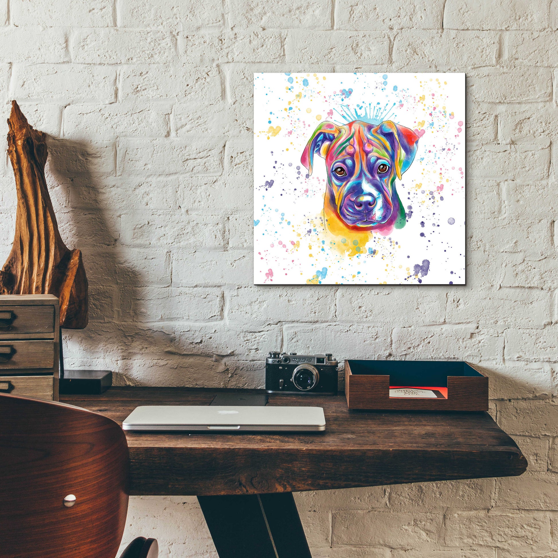 Epic Art 'Colorful Watercolor Boxer 2' by Furbaby Affiliates, Acrylic Glass Wall Art,12x12