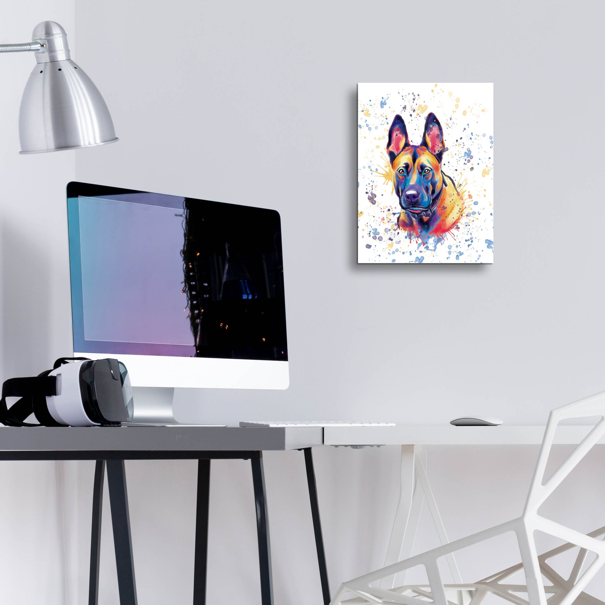 Epic Art 'Colorful Watercolor Belgian Malinois' by Furbaby Affiliates, Acrylic Glass Wall Art,12x16