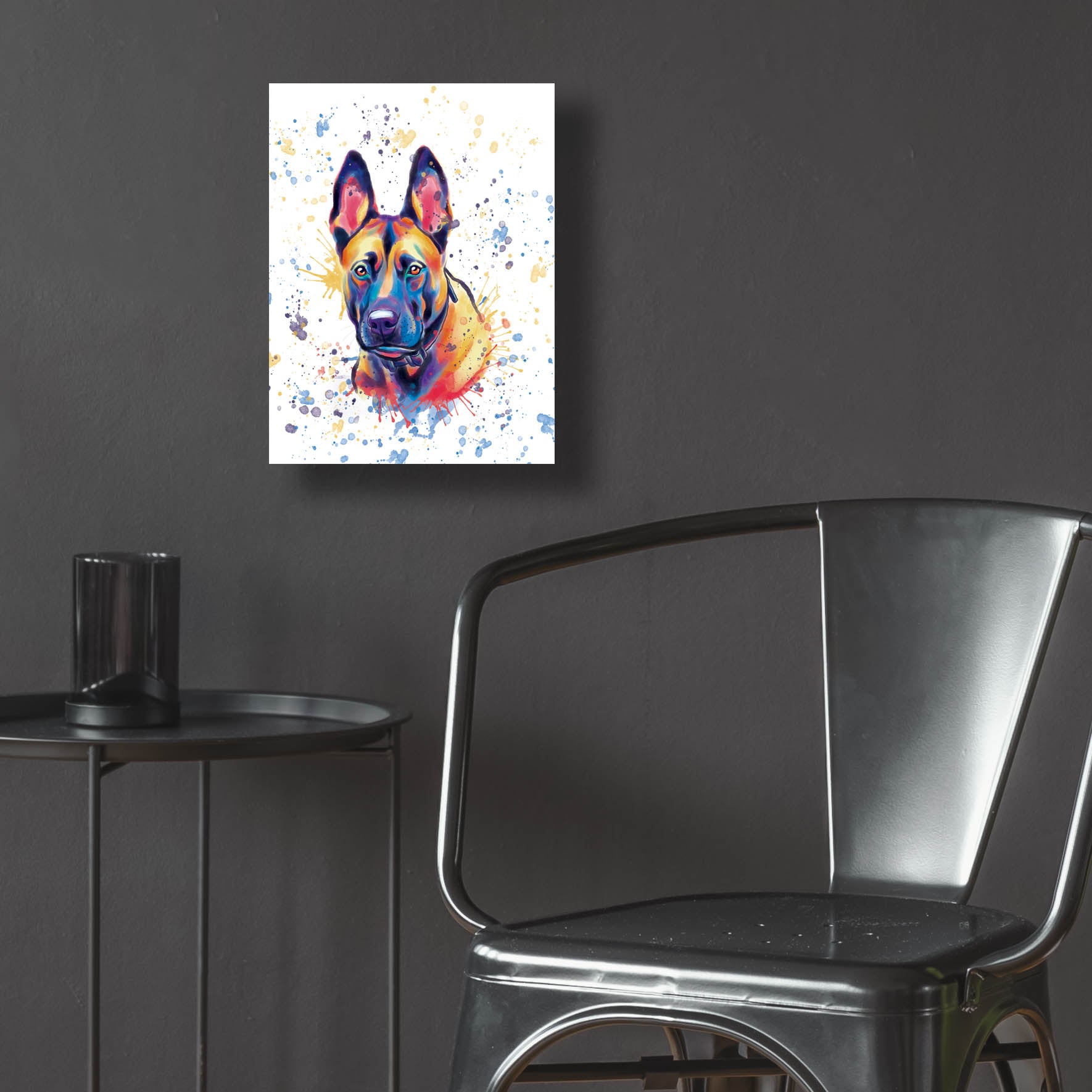 Epic Art 'Colorful Watercolor Belgian Malinois' by Furbaby Affiliates, Acrylic Glass Wall Art,12x16